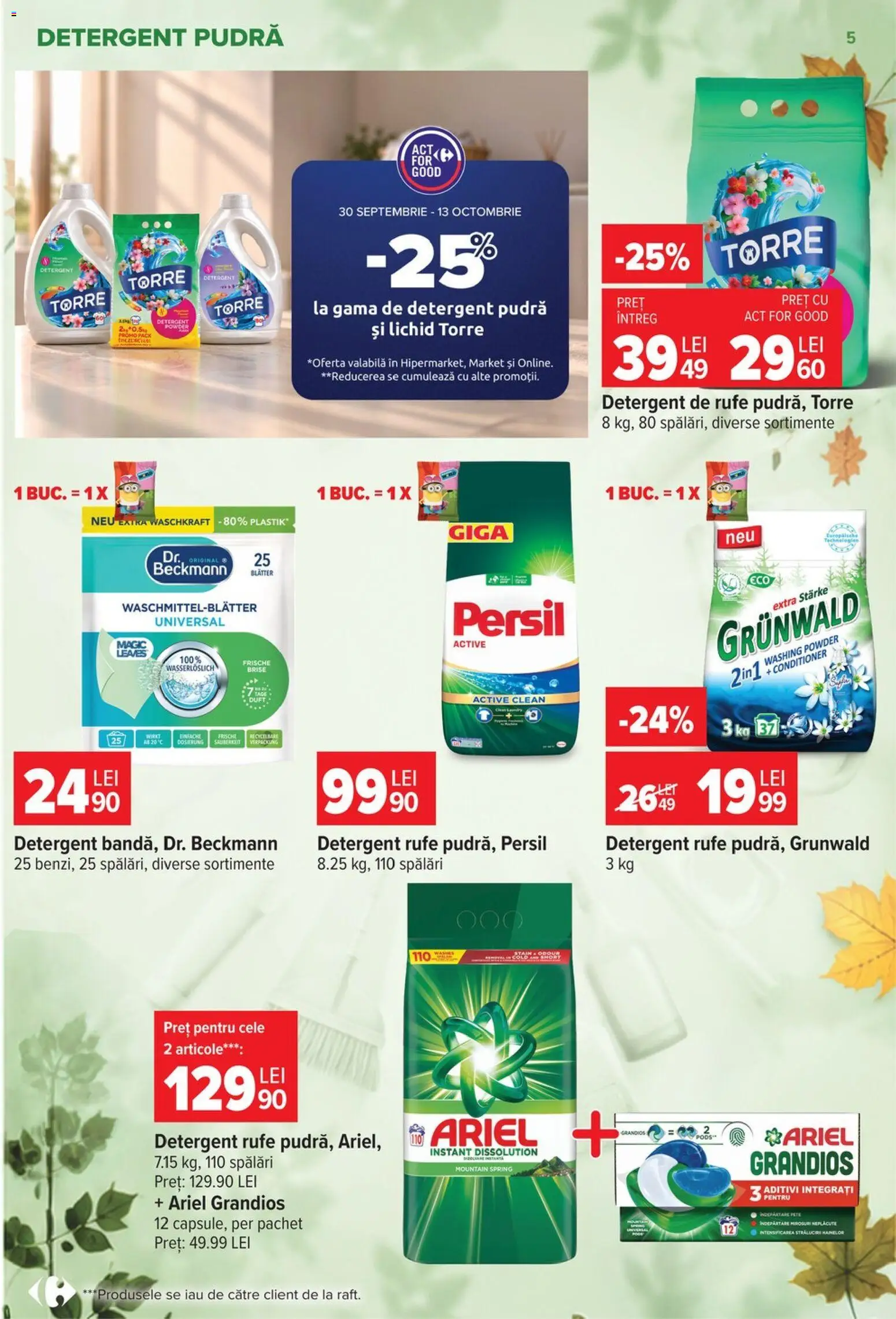 Noul catalog Carrefour – valabil de la 30.09.2026 | Pagină: 5 | Produse: Clean, Detergent Rufe, Active, Detergent