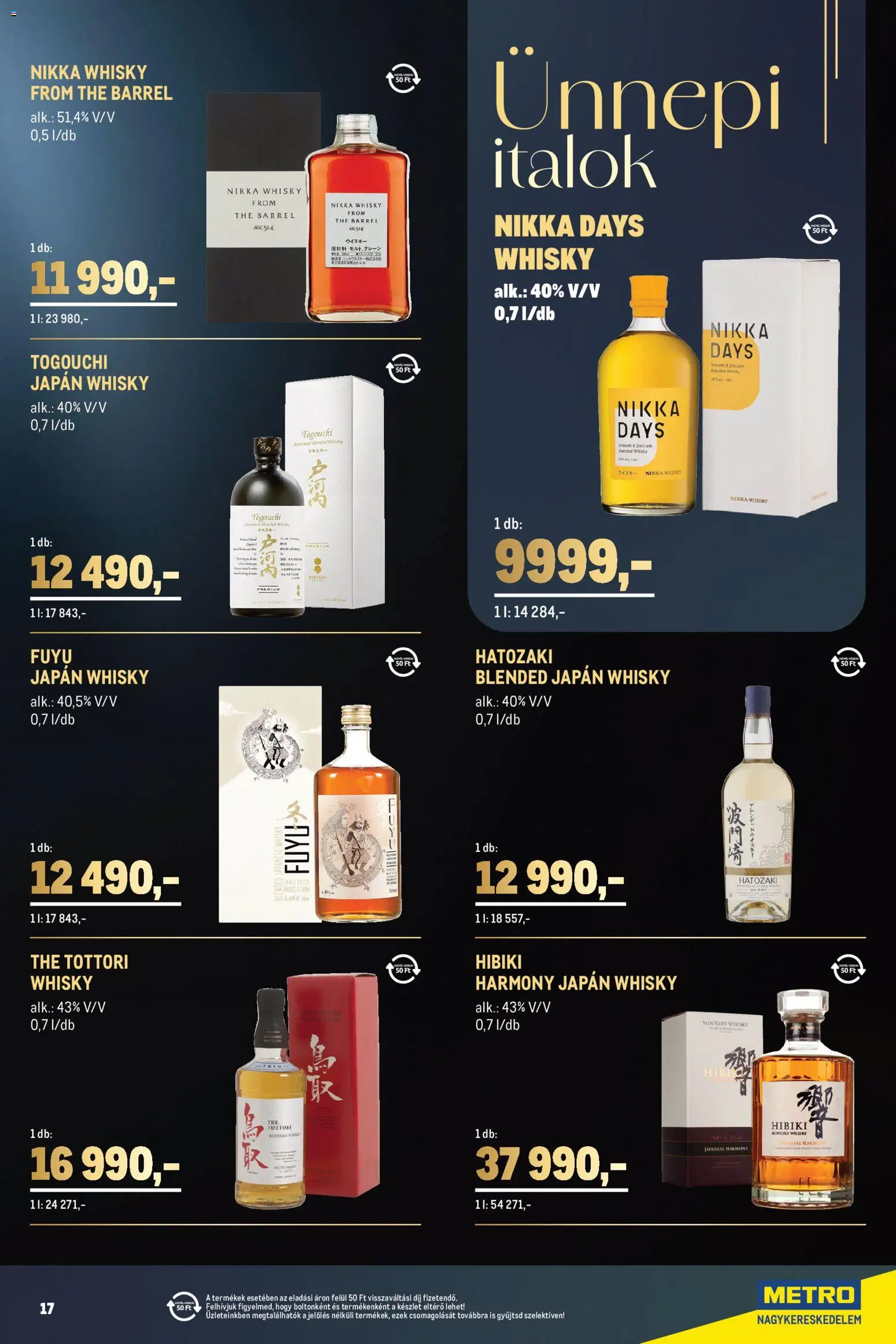 Metro akciós ujság - amely érvényes a következő dátumtól: 2026.11.02. | Oldal: 17 | Termékek: Jana, Italok, Whisky, Só