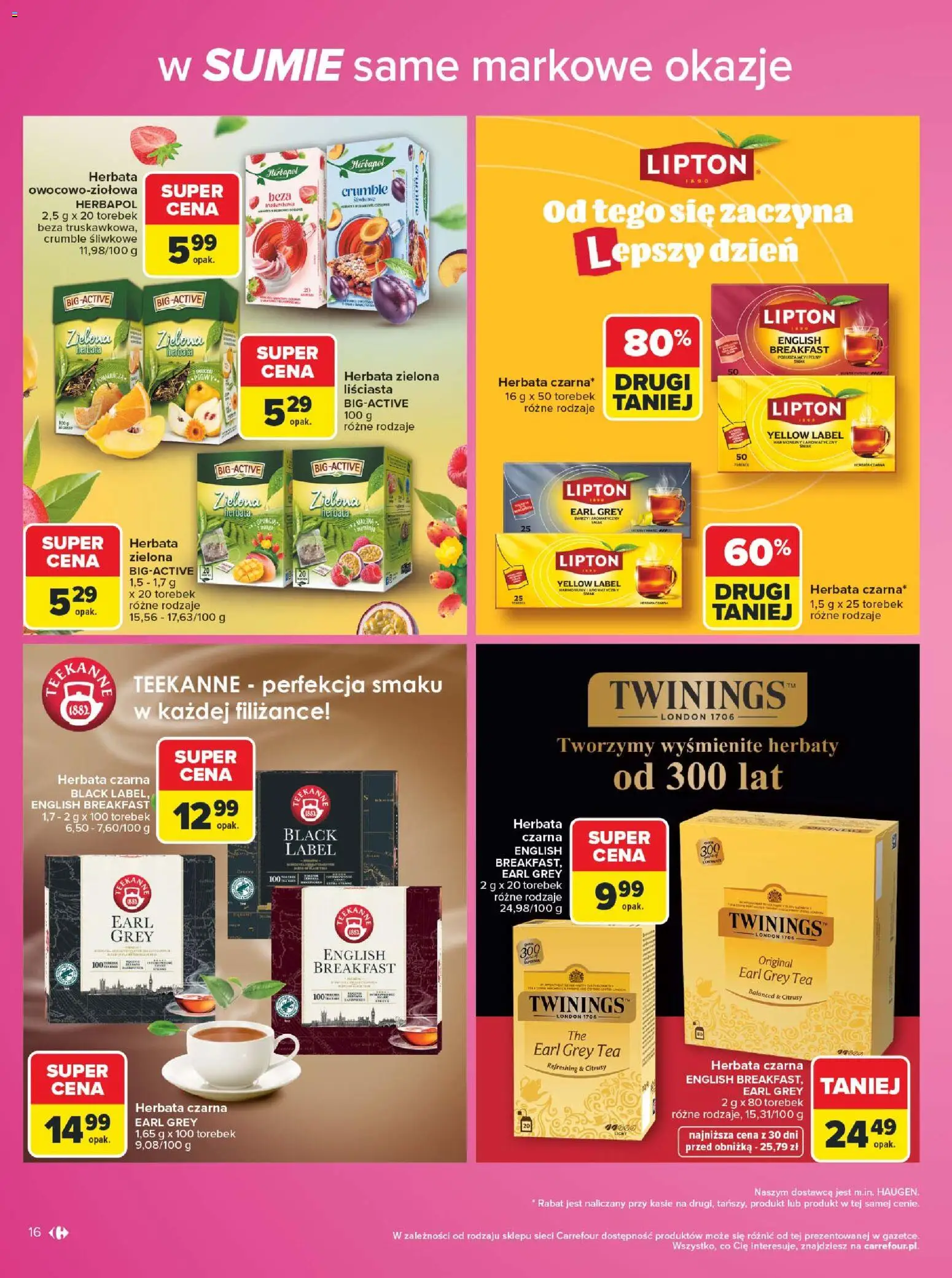 Carrefour gazetka - Same markowe okazje od 03.08.2026 | Strona: 16 | Produkty: Herbata earl grey, Herbata
