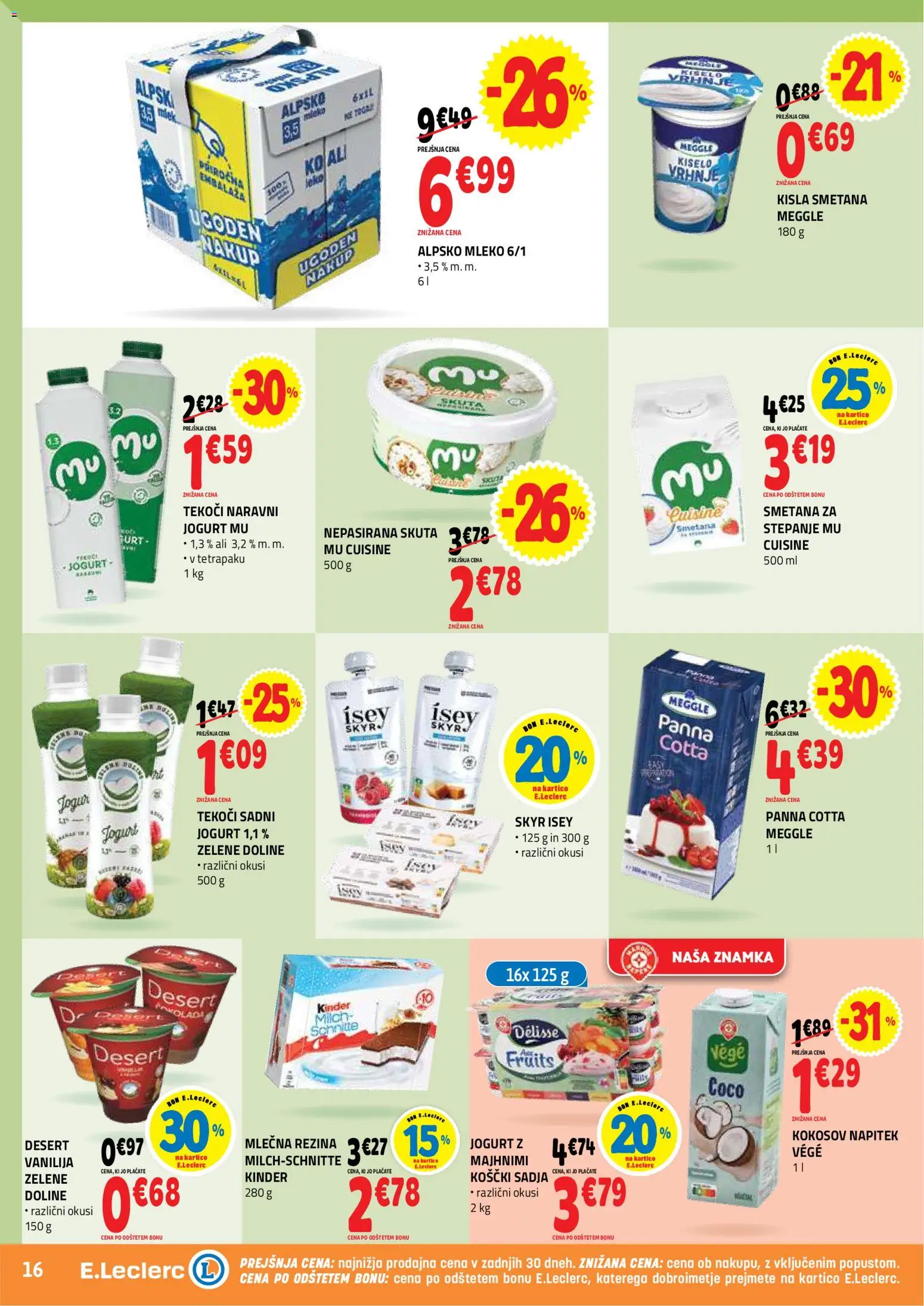 Novi E.leclerc katalog ponudbe – veljaven od 29.04.2026 | Stran: 16 | Izdelki: Skyr, Mleko, Jogurt, Skuta
