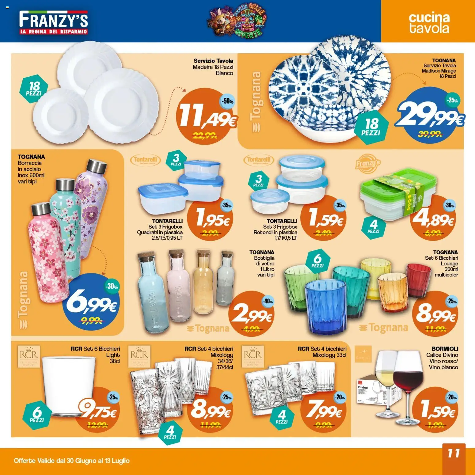 Volantino Franzy's del 30/06/2026 | Pagina: 11 | Prodotti: Calice, Vino, Borraccia, Vino bianco