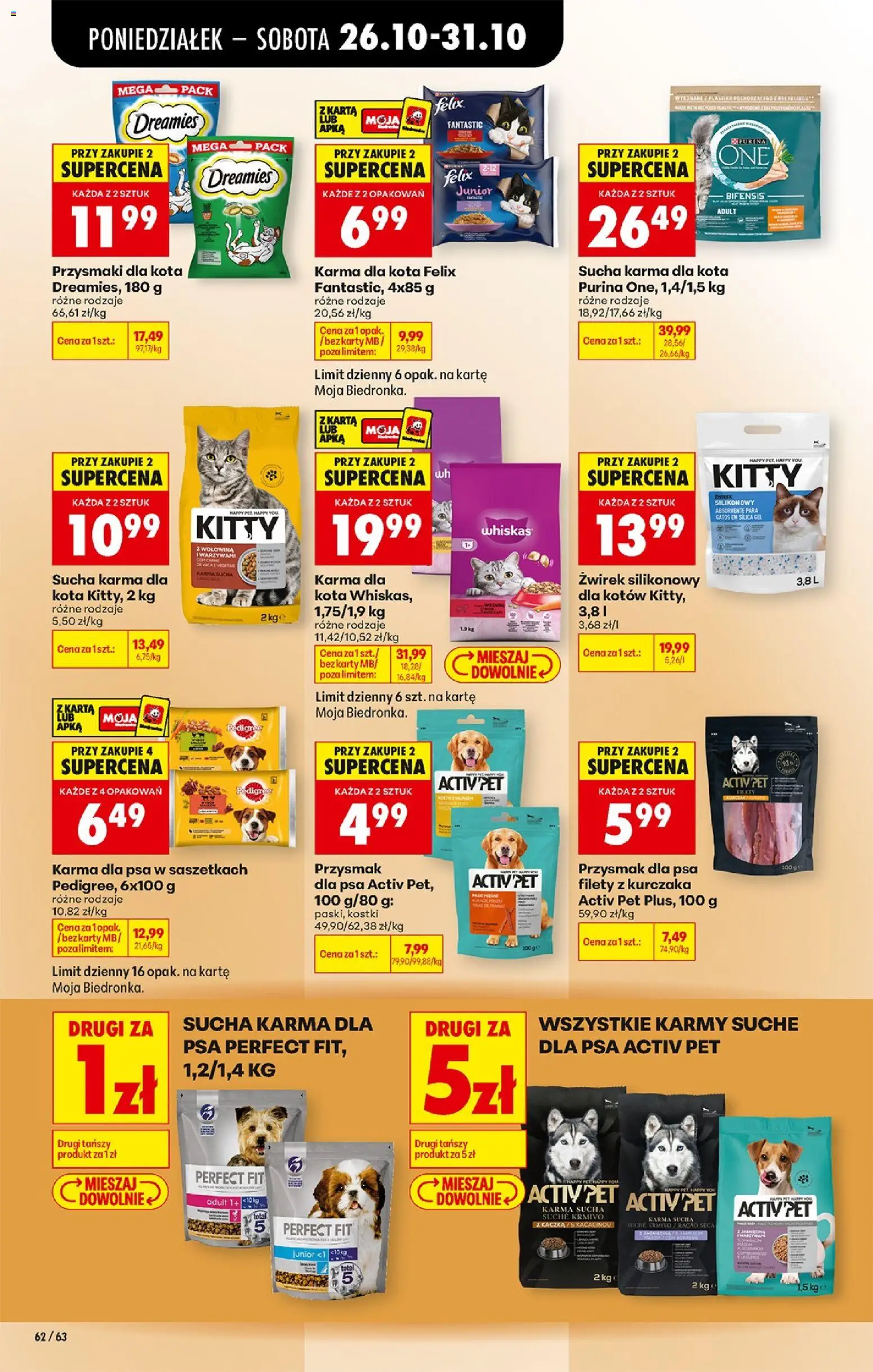 Biedronka Polsko leták - Codziennie niskie ceny od 26.10.2026 | Strana: 88 | Produkty: Felix, Purina, Whiskas, Pedigree