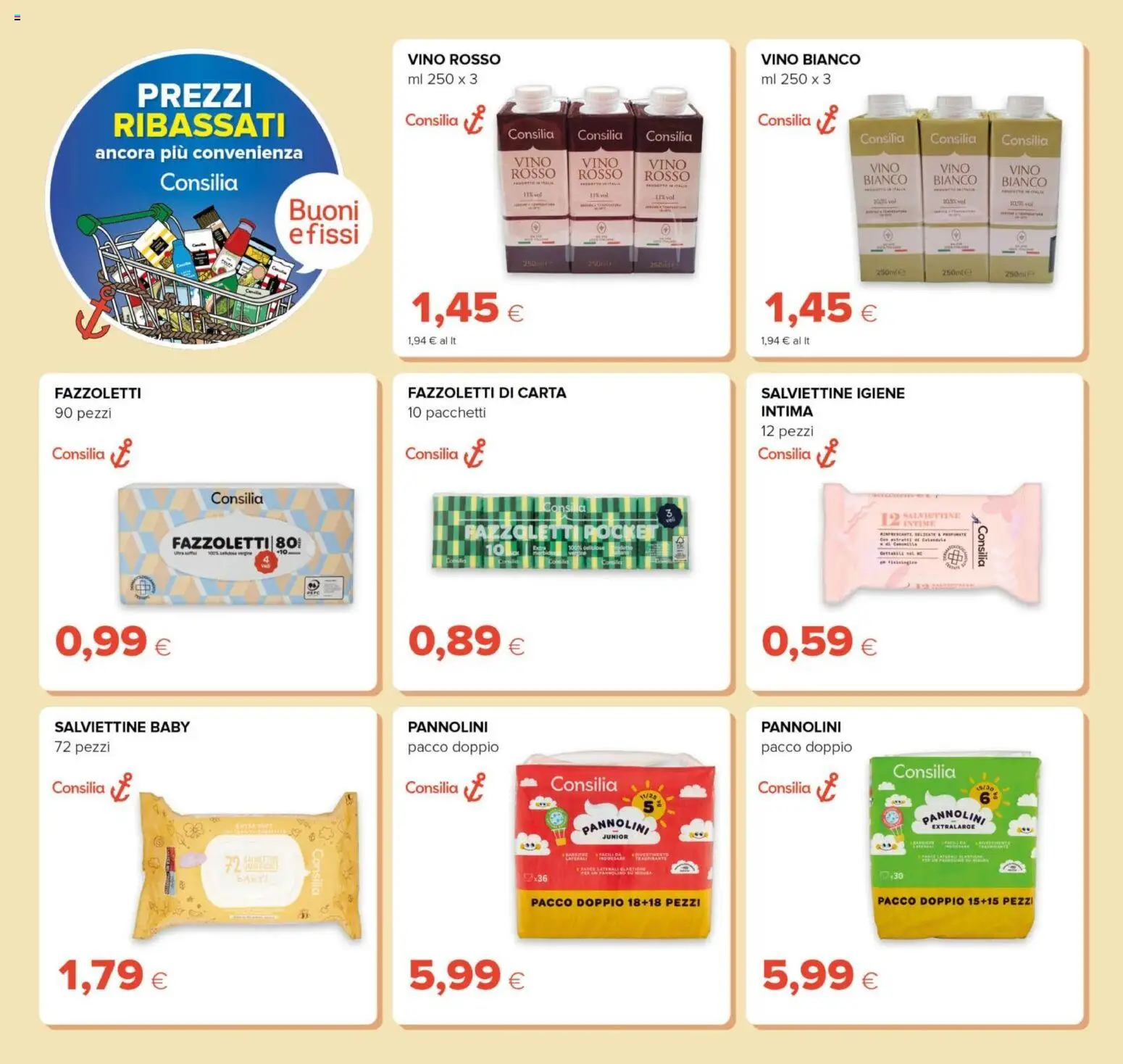 Volantino Tigre del 22.04.2026 | Pagina: 24 | Prodotti: Fazzoletti di carta, Fazzoletti, Vino, Vino rosso