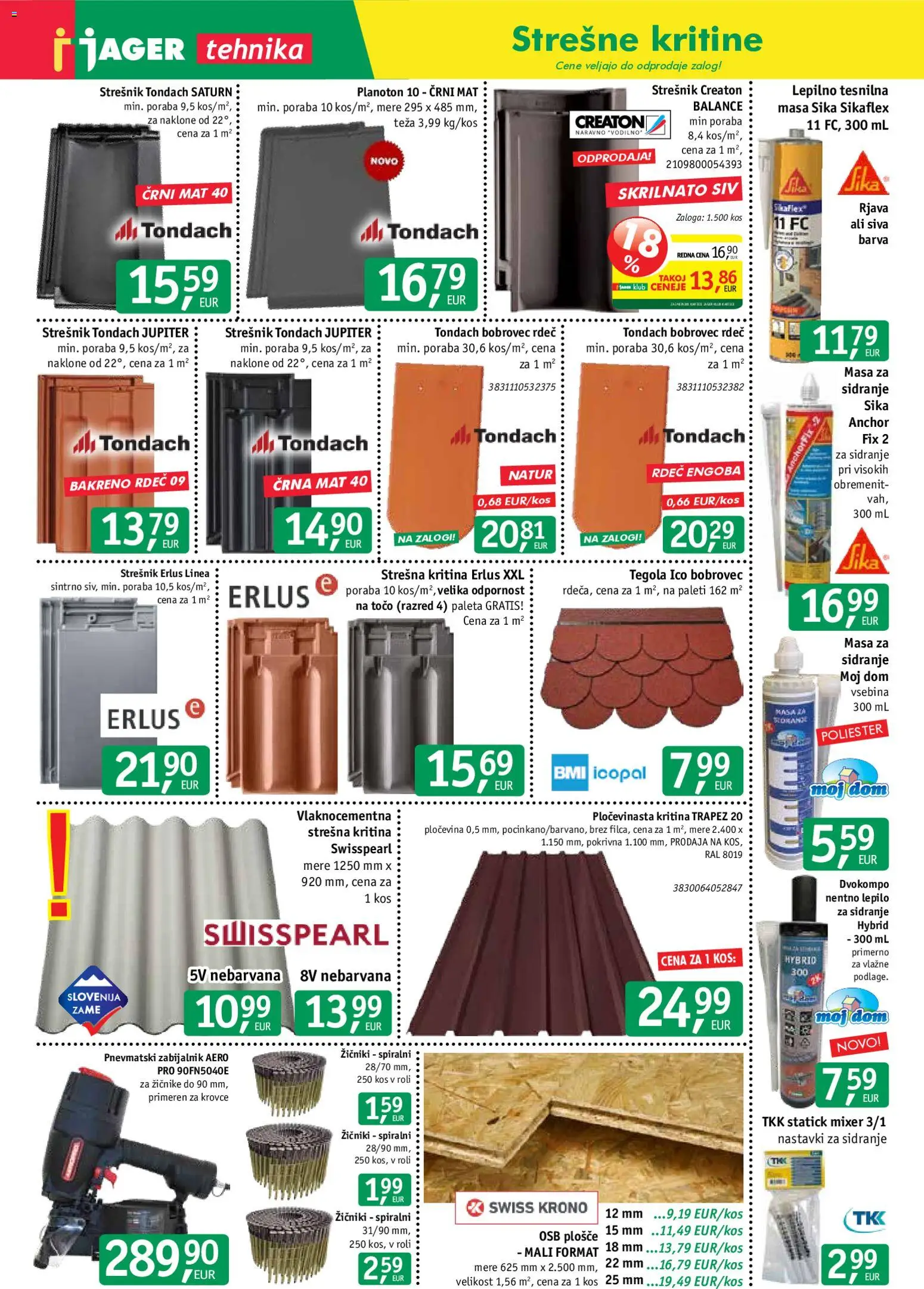 Novi Jager katalog ponudbe – veljaven od 01.07.2026 | Stran: 5 | Izdelki: Teza, Kos, Lepilo, Barva
