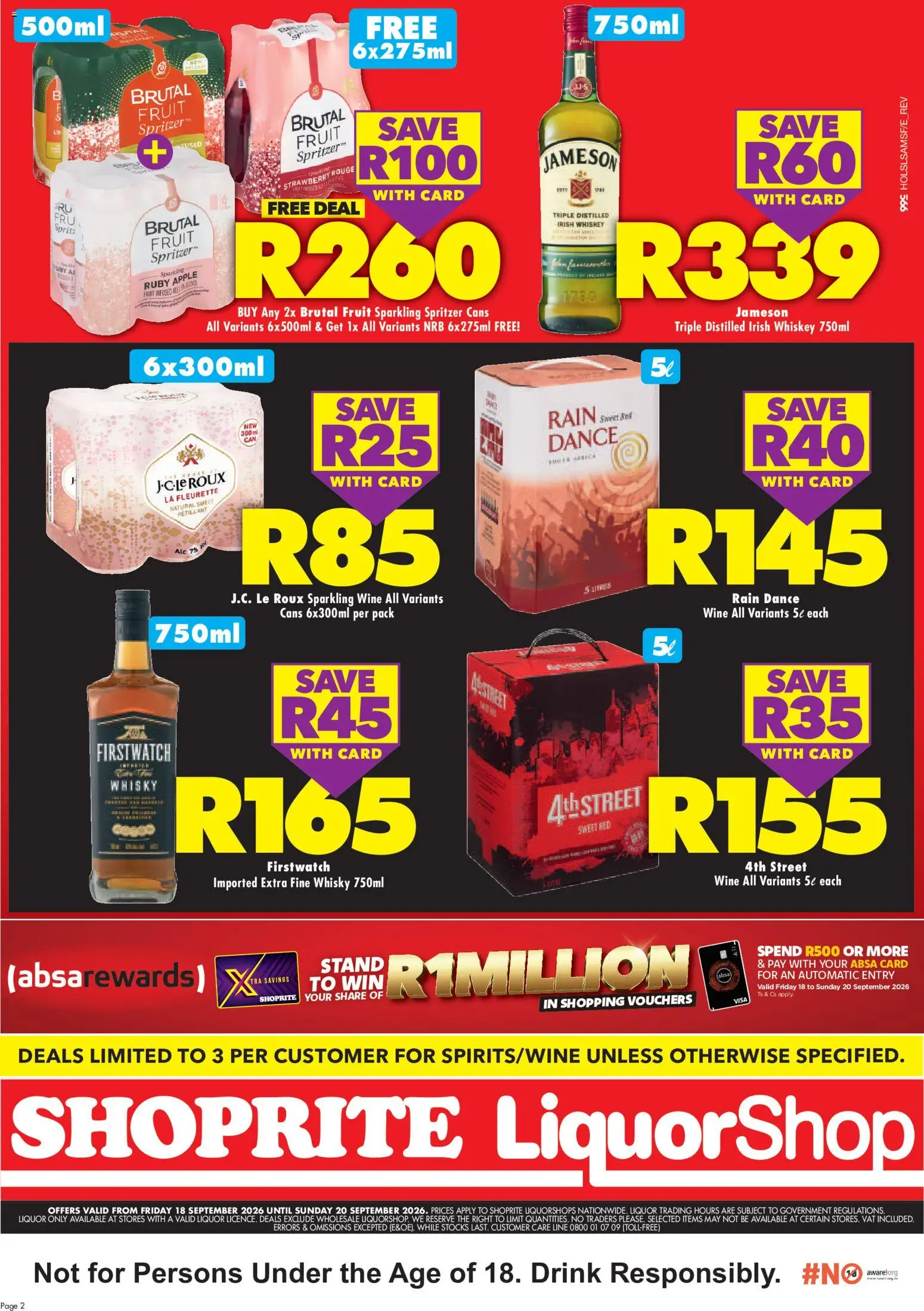 New Shoprite catalogue – valid from 18/09/2026 | Page: 2 | Products: Wine, Whiskey, Fruit