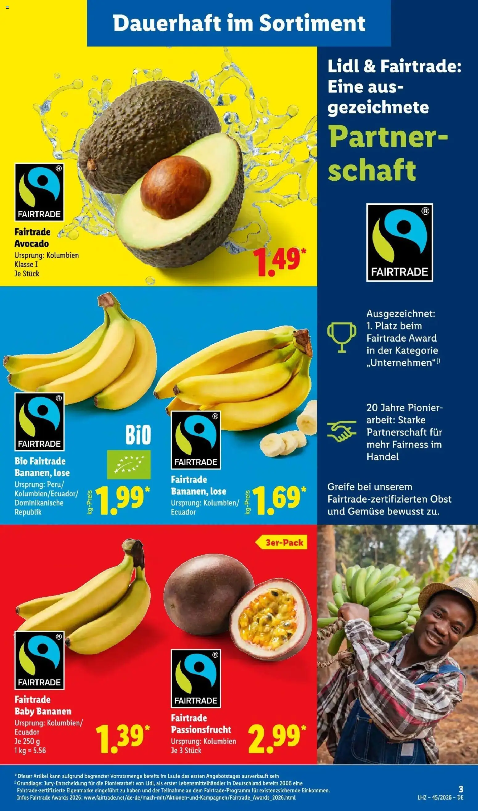 Lidl Prospekt Bad Rothenfelde (ab 02.11.2026) zum Blättern » Angebote | Seite: 3 | Produkte: Bananen, Avocado, Gemüse, Obst