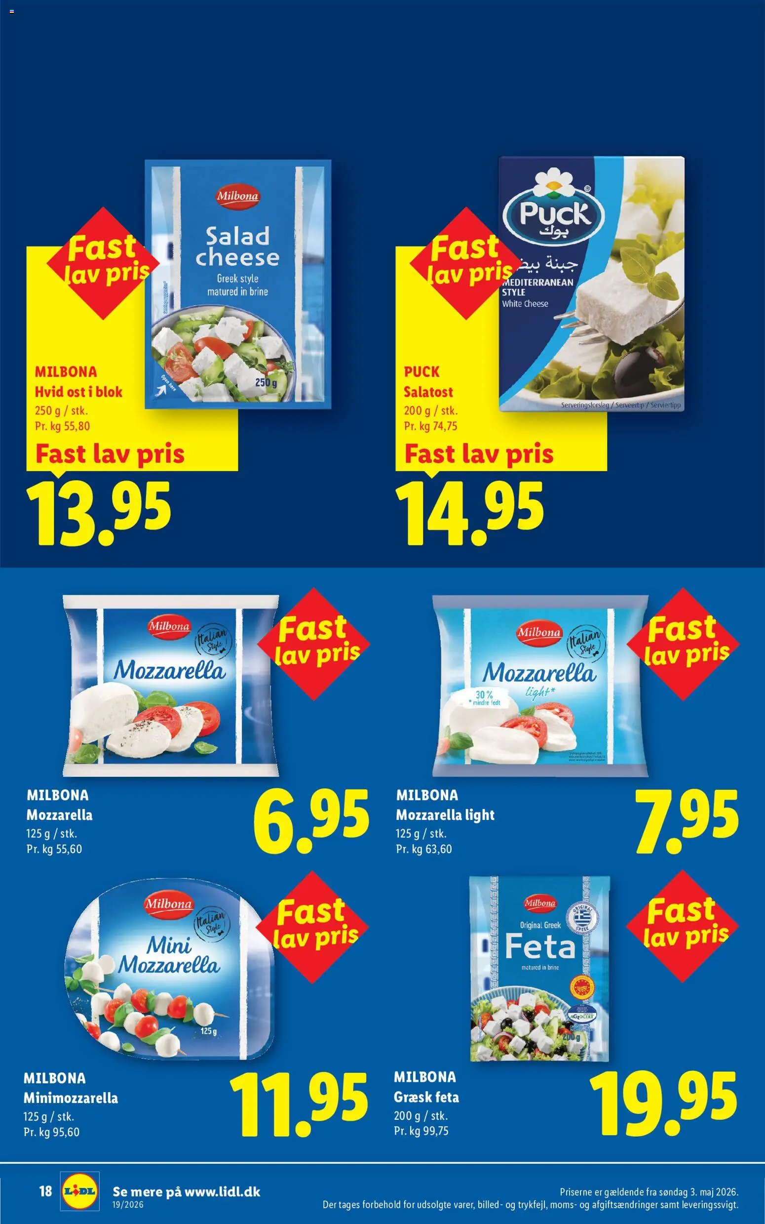 Lidl tilbudsavis – gyldig fra 03.05.2026 | Side: 18 | Produkter: Ost, Salatost, Mozzarella