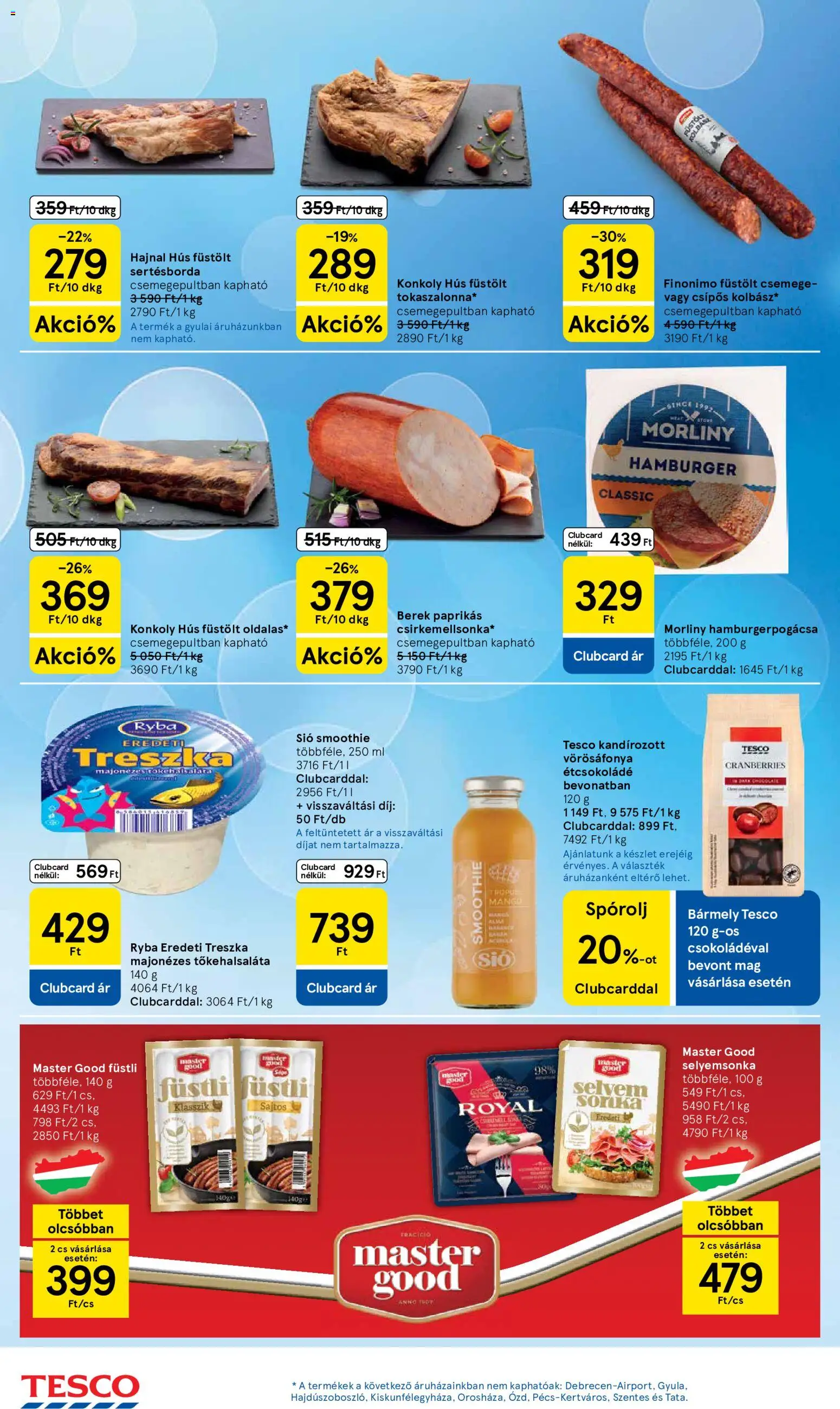 Tesco akciós ujság - amely érvényes a következő dátumtól: 2026.08.27. | Oldal: 18 | Termékek: Hamburger, Sonka, Smoothie, Mangó