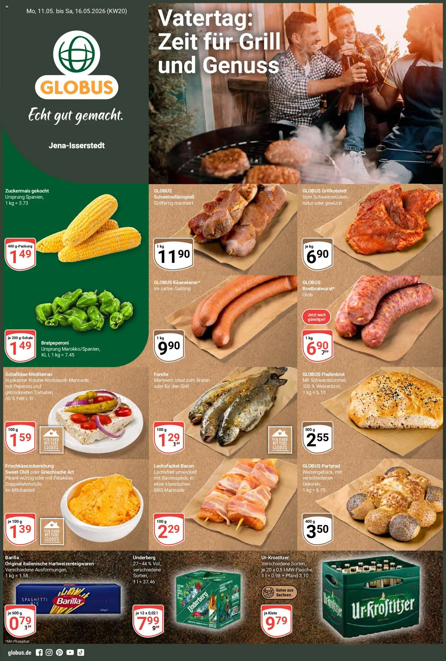 Globus Prospekt 	 – gültig ab 11.05.2026 | Seite: 1 | Produkte: Grill, Barilla, Chili, Underberg