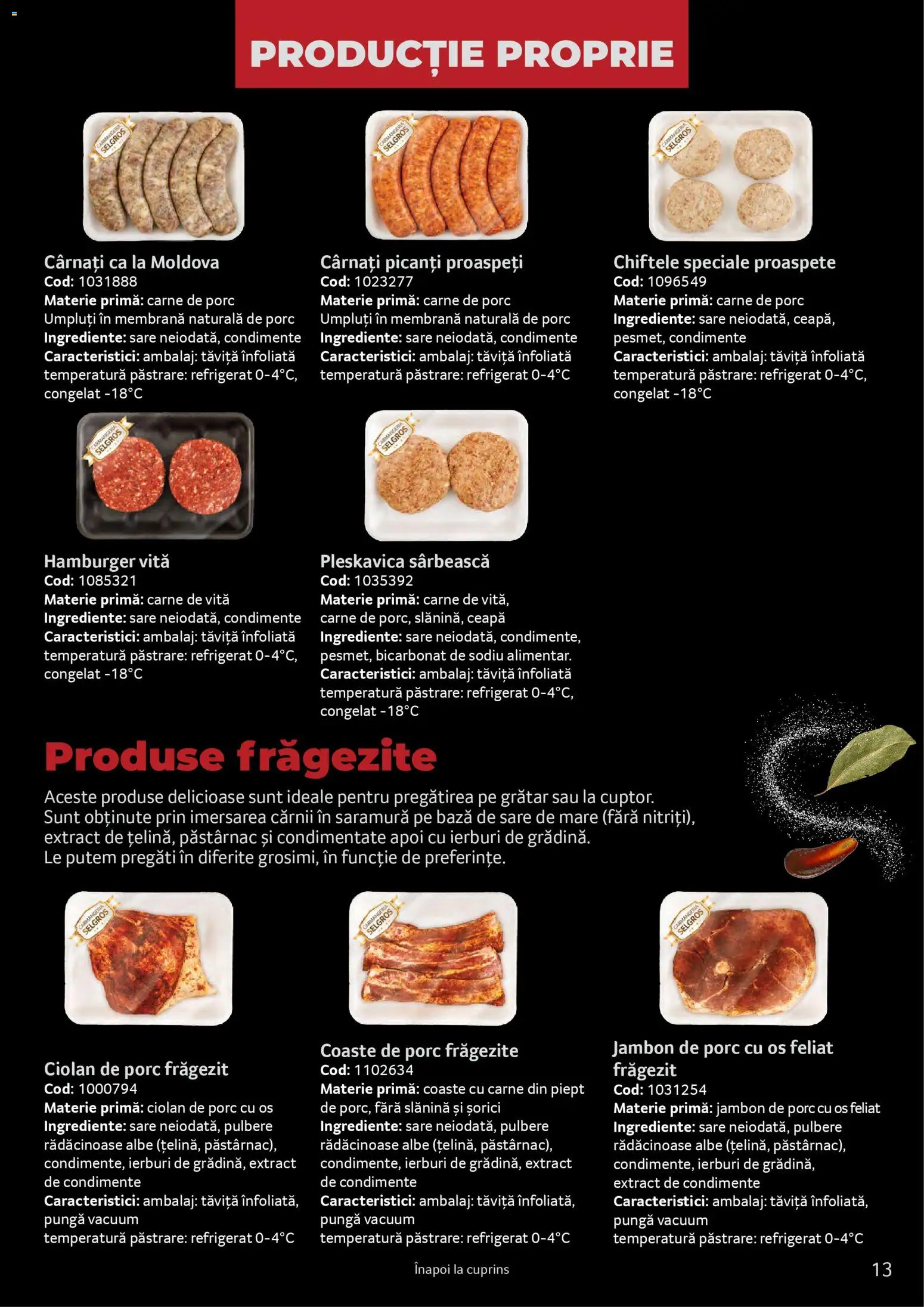Noul catalog Selgros – valabil de la 25.03.2026 | Pagină: 13 | Produse: Carne De Porc, Carne De Vită, Ceapă, Sare