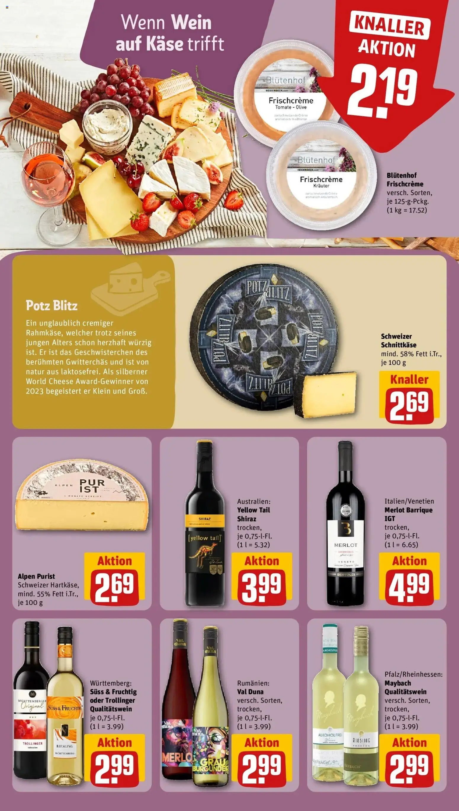 REWE Prospekt ab 31.08.2026 zum Blättern » Angebote | Seite: 17 | Produkte: Käse, Merlot, Creme, Wein