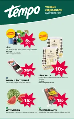 Tempo erbjudanden - Förhandsvisning av reklamblad från butik Tempo aktuell från 06/07/2026