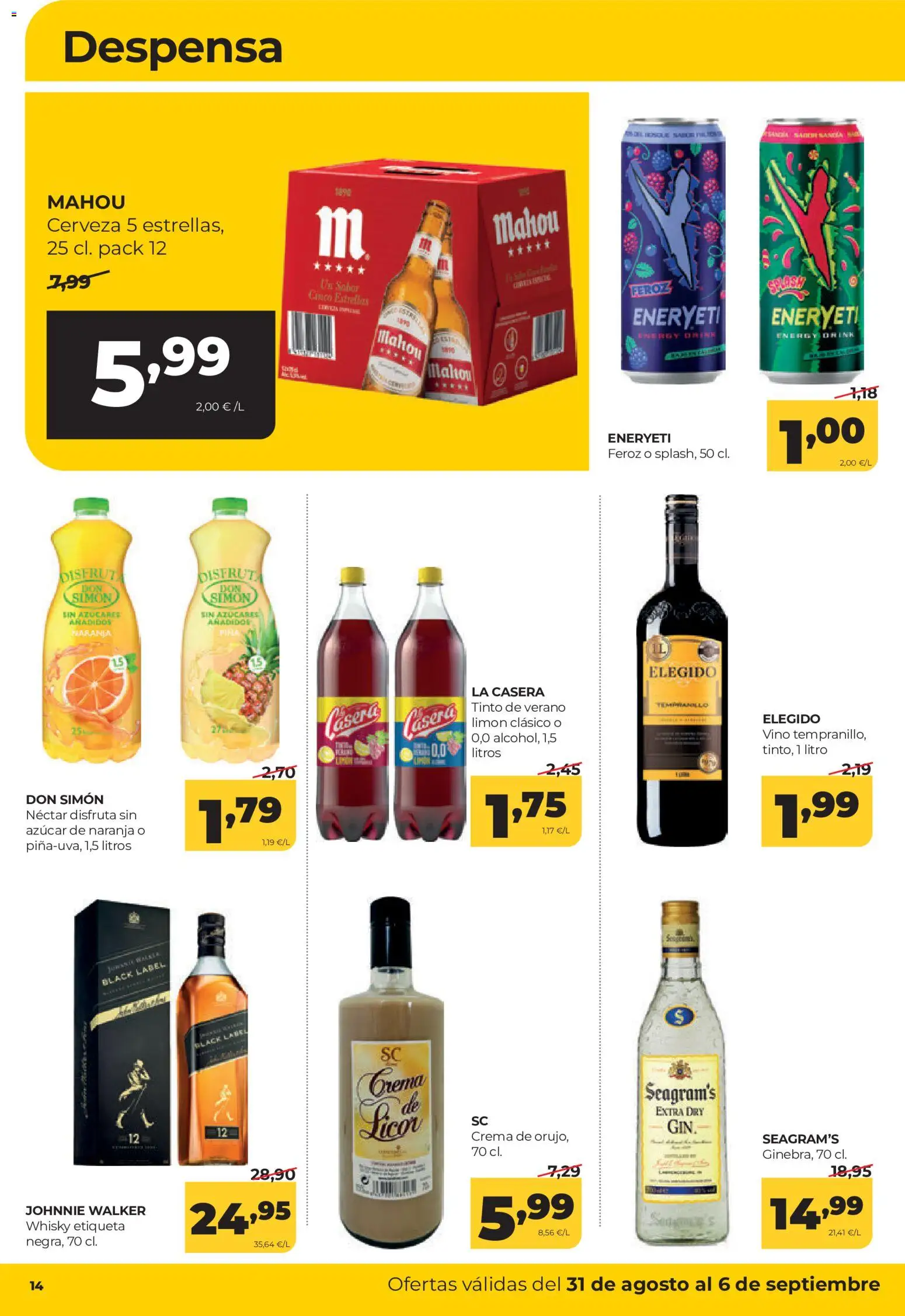 Alimerka folleto Castilla y León │ válido desde el 31/08/2026 | Página: 14 | Productos: Vino, Cerveza, Crema, Néctar