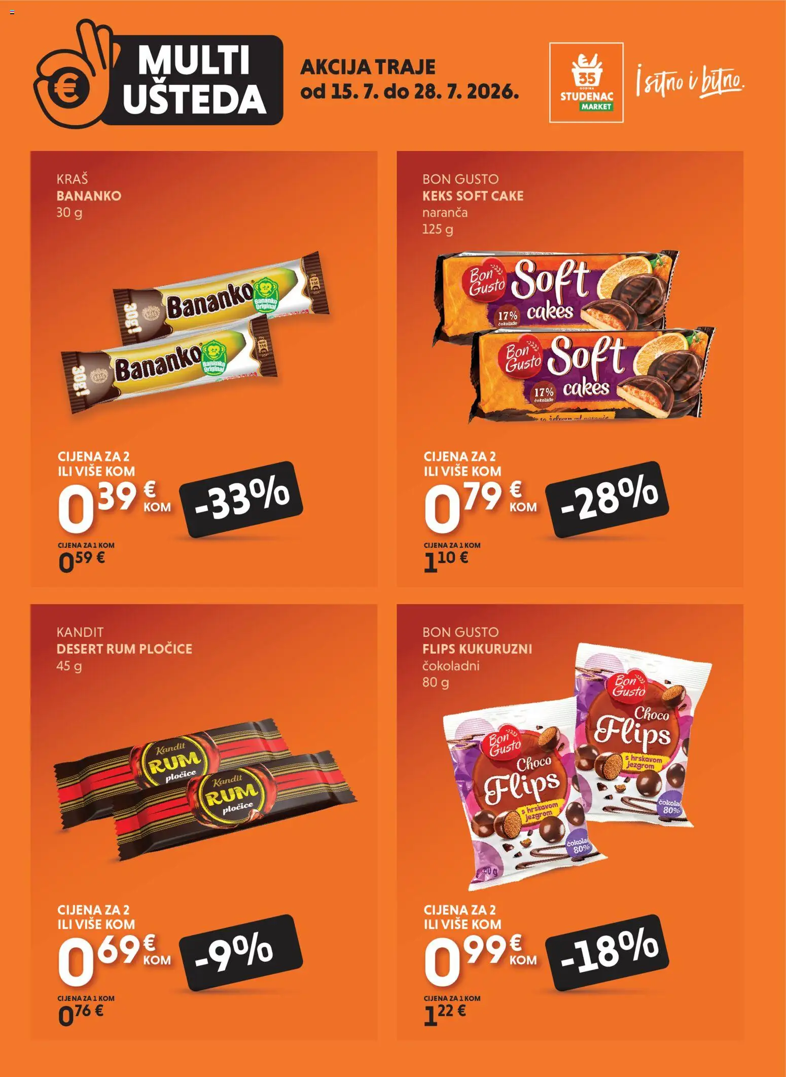 Studenac katalog | vrijedi od 15.07.2026 | Stranica: 12 | Proizvodi: Flips, Pločice, Keks, Rum