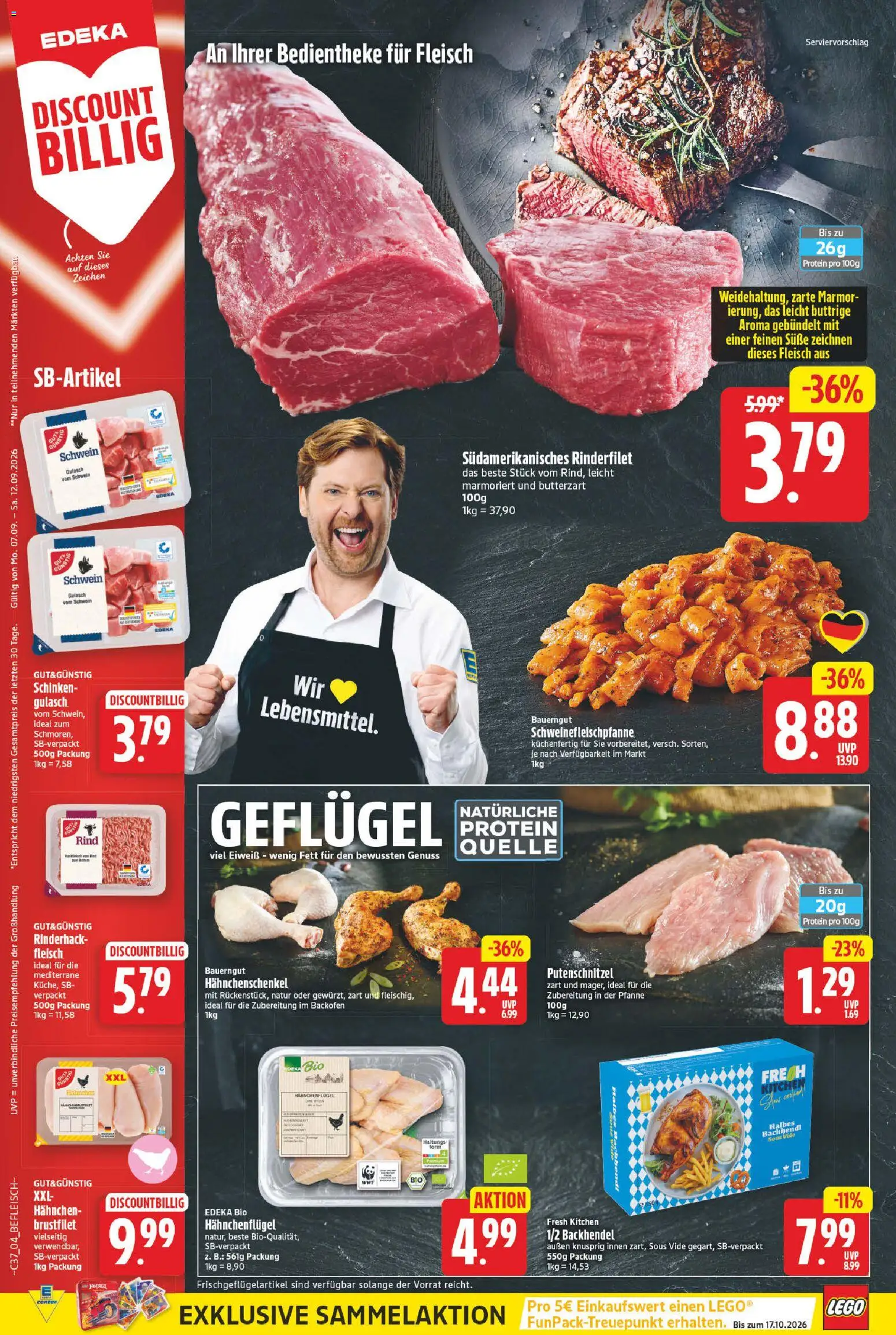 E center Prospekt – gültig ab 07.09.2026 | Seite: 4 | Produkte: Rinderfilet, Gulasch, Backofen, Fleisch