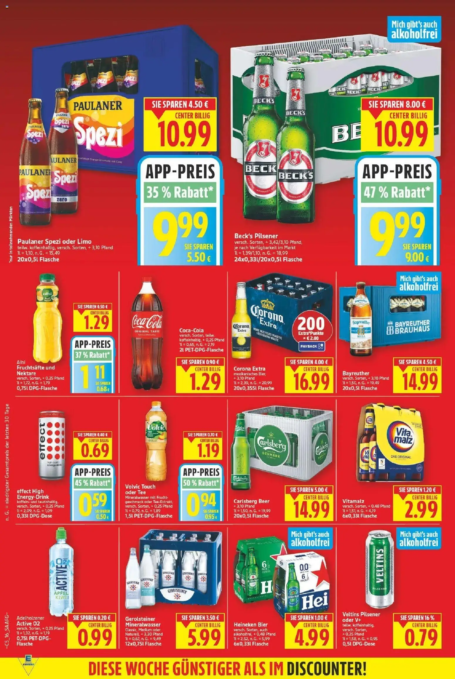 E center - Wochenangebote – gültig ab 10.05.2026 | Seite: 16 | Produkte: Adelholzener, Heineken, Tee, Paulaner