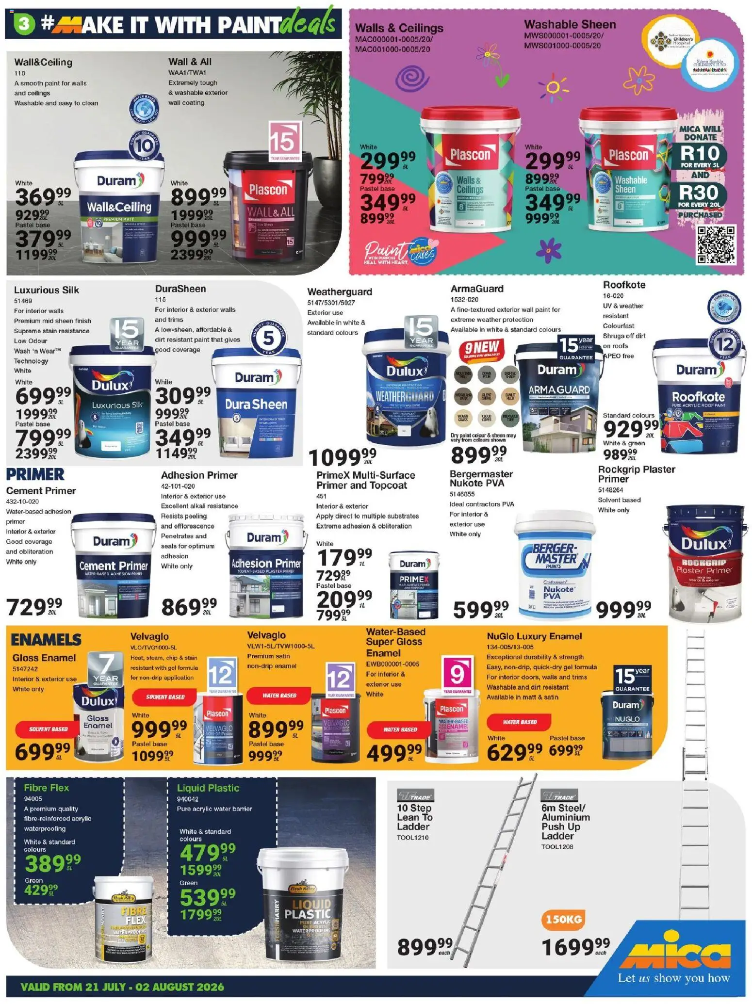 New MICA catalogue – valid from 21/07/2026 | Page: 3 | Products: Gloss, Paint, Plaster primer, Plaster