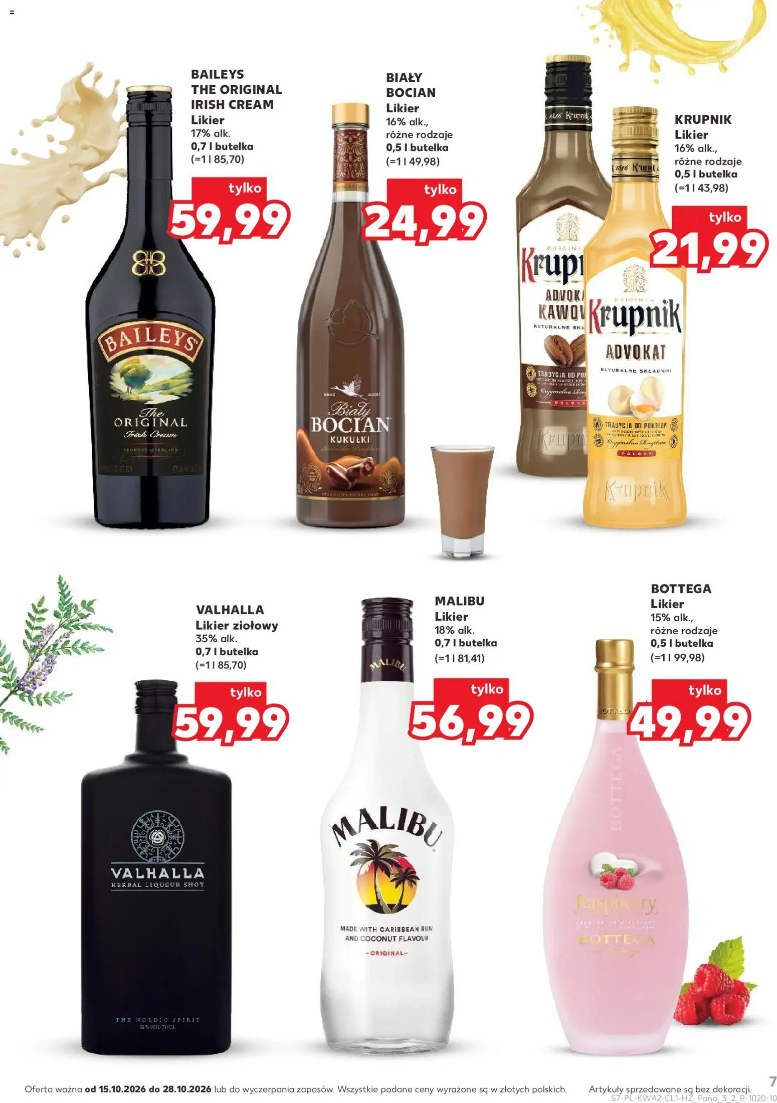 Kaufland Polsko leták - Barek od 15.10.2026 | Strana: 7 | Produkty: Rum, Irish cream, Malibu, Baileys