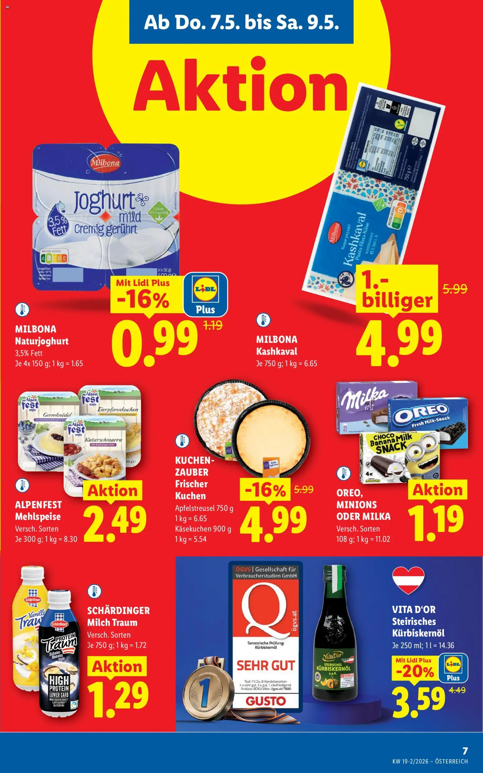 Lidl Flugblatt - Altenmarkt im Pongau, St. Johann im Pongau, Zell am See gültig ab 07.05.2026 | Seite: 9 | Produkte: Pasta, Milch, Käse, Joghurt