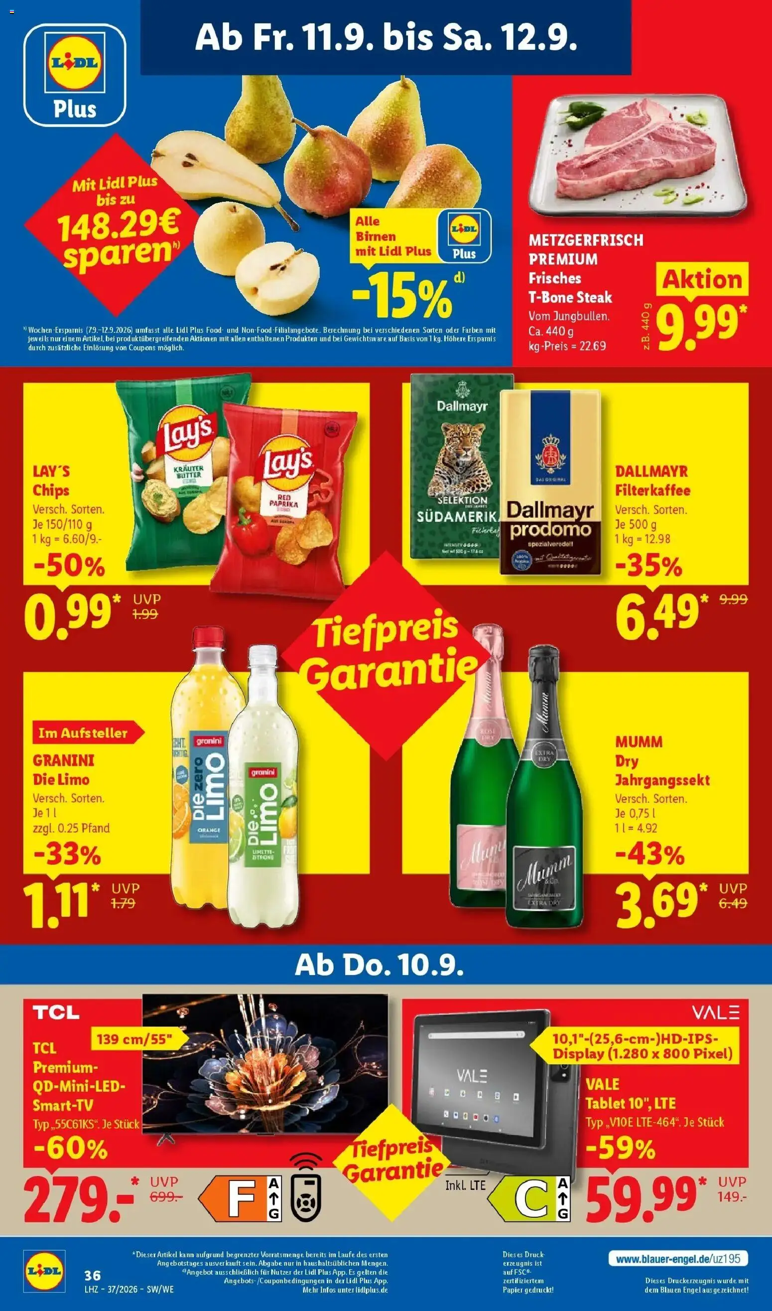 Lidl Prospekt Künzell (ab 07.09.2026) zum Blättern » Angebote | Seite: 72 | Produkte: Dallmayr, Paprika, Granini die limo, Tablet
