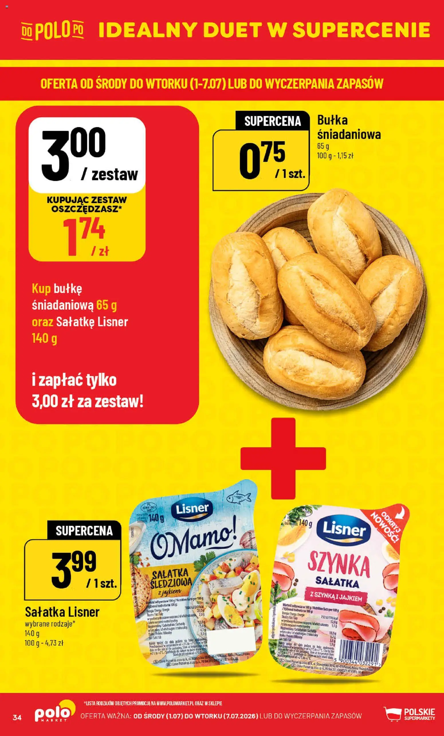 POLOmarket gazetka od 01.07.2026 | Strona: 34 | Produkty: Szynka, Bułka, Sałatka