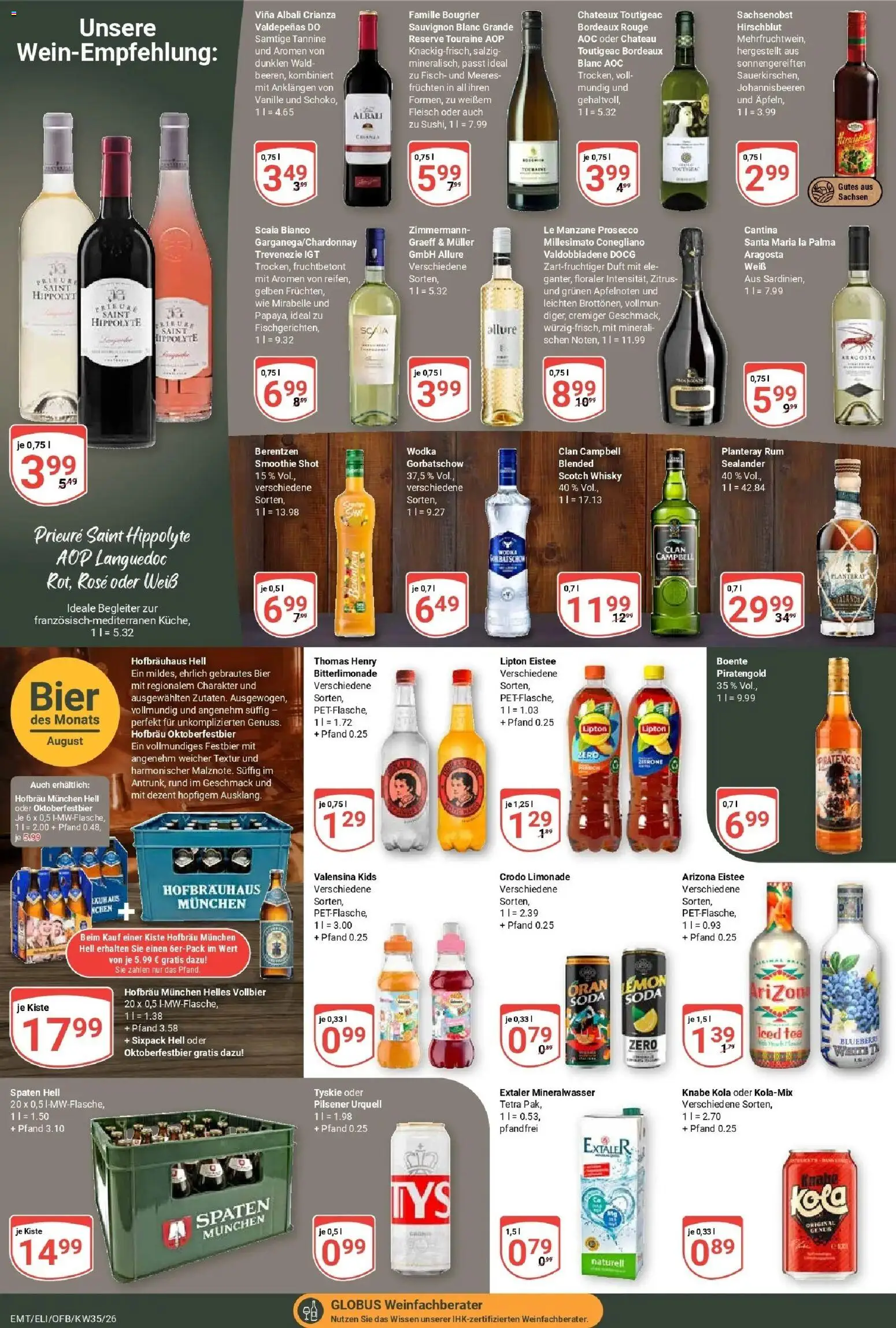 Globus Prospekt Erfurt-Linderbach (ab 24.08.2026) » Angebote online | Seite: 19 | Produkte: Limonade, Prosecco, Zitrone, Wodka