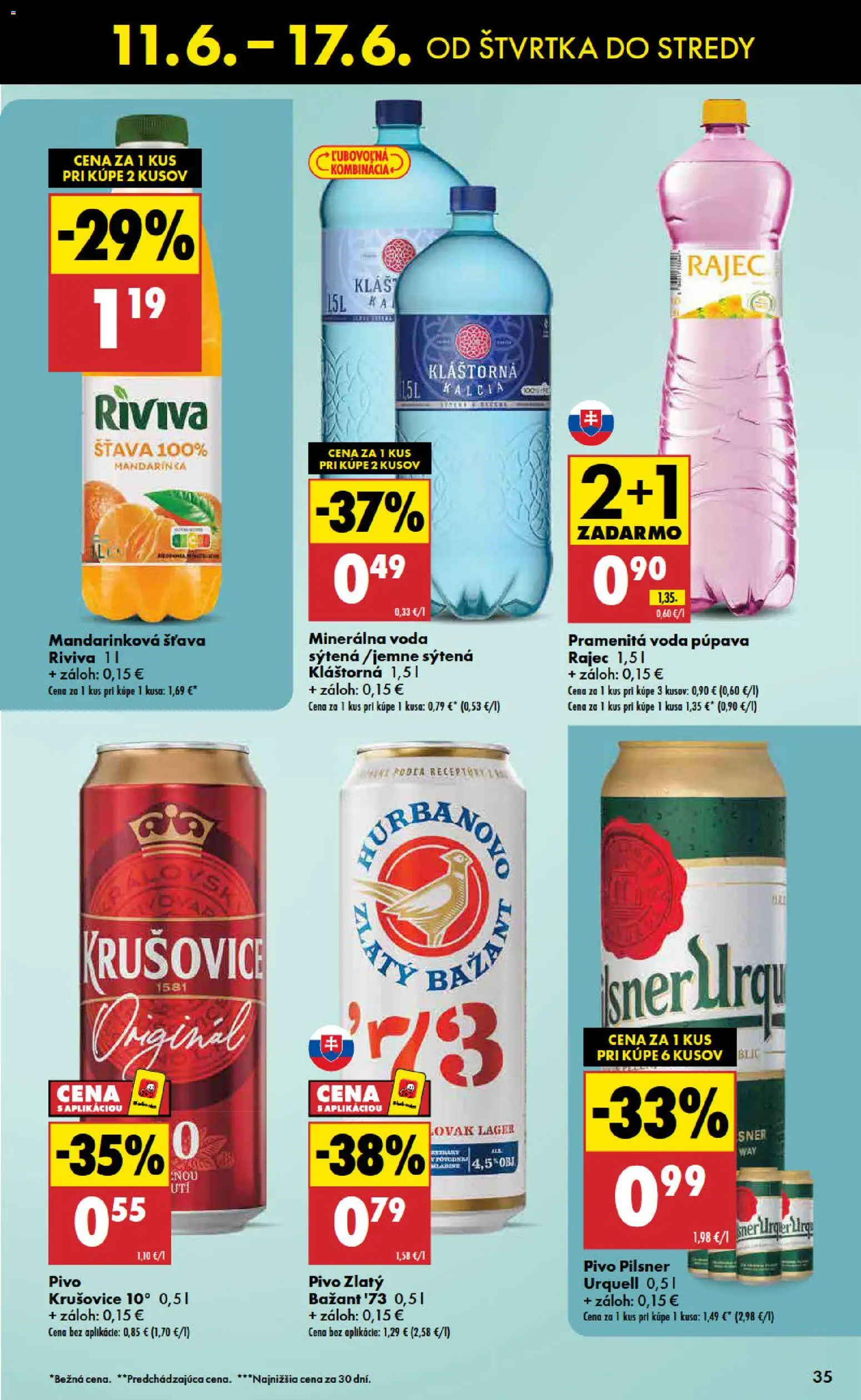 Nové Biedronka akcie – leták je platný od 11.06.2026 | Strana: 35 | Produkty: Lis, Pivo, Rajec, Minerálna voda