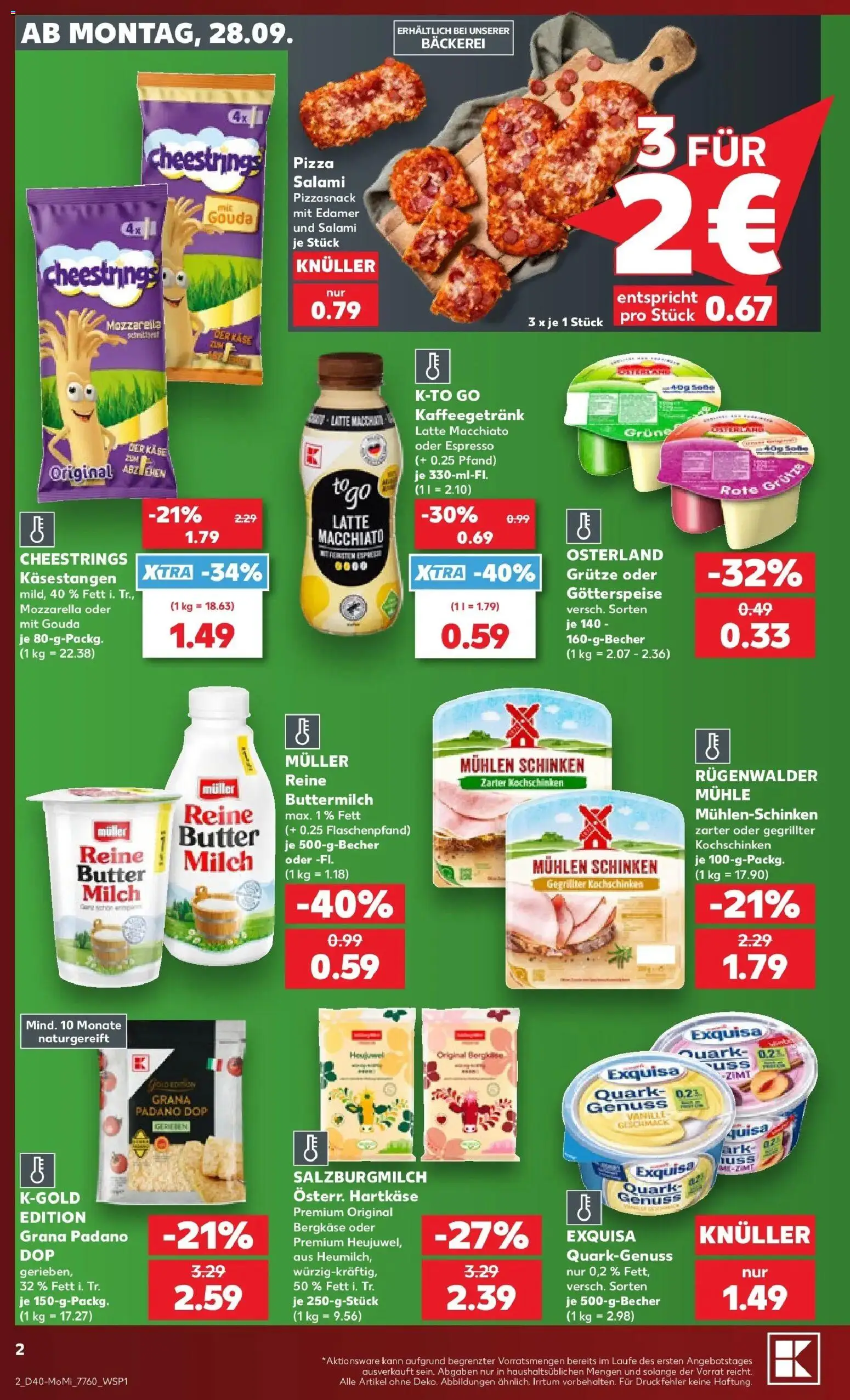 Prospekt Kaufland ab 28.09.2026 » Angebote Online zum Blättern | Seite: 2 | Produkte: Mühle, Quark, Gouda, Pizza