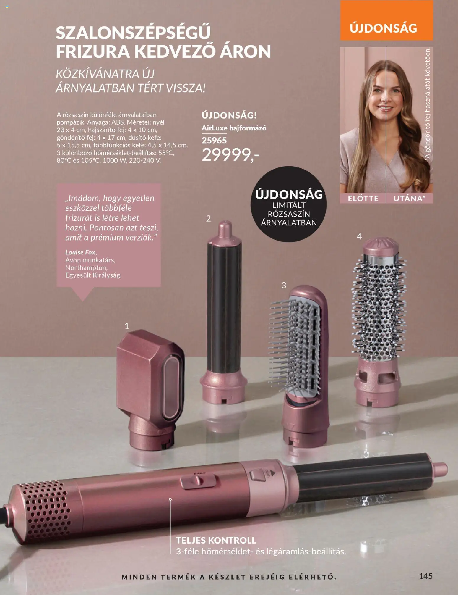 Avon akciós ujság - amely érvényes a következő dátumtól: 01.06.2026 | Oldal: 177 | Termékek: Hajformázó, Hajszárító, Kefe