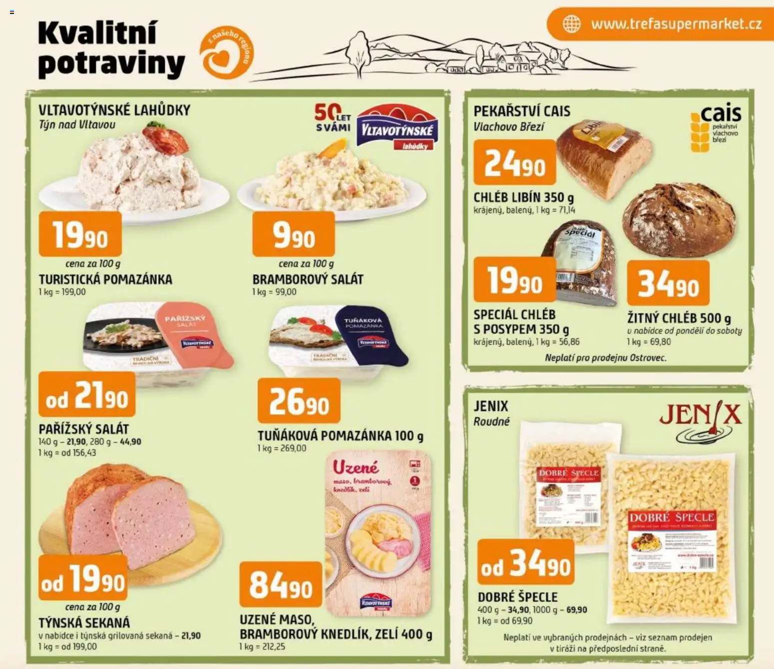 Trefa leták - Kvalitní potraviny z našeho regionu od 17.06.2026 | Strana: 1 | Produkty: Chléb, Zelí, Žitný chléb, Potraviny