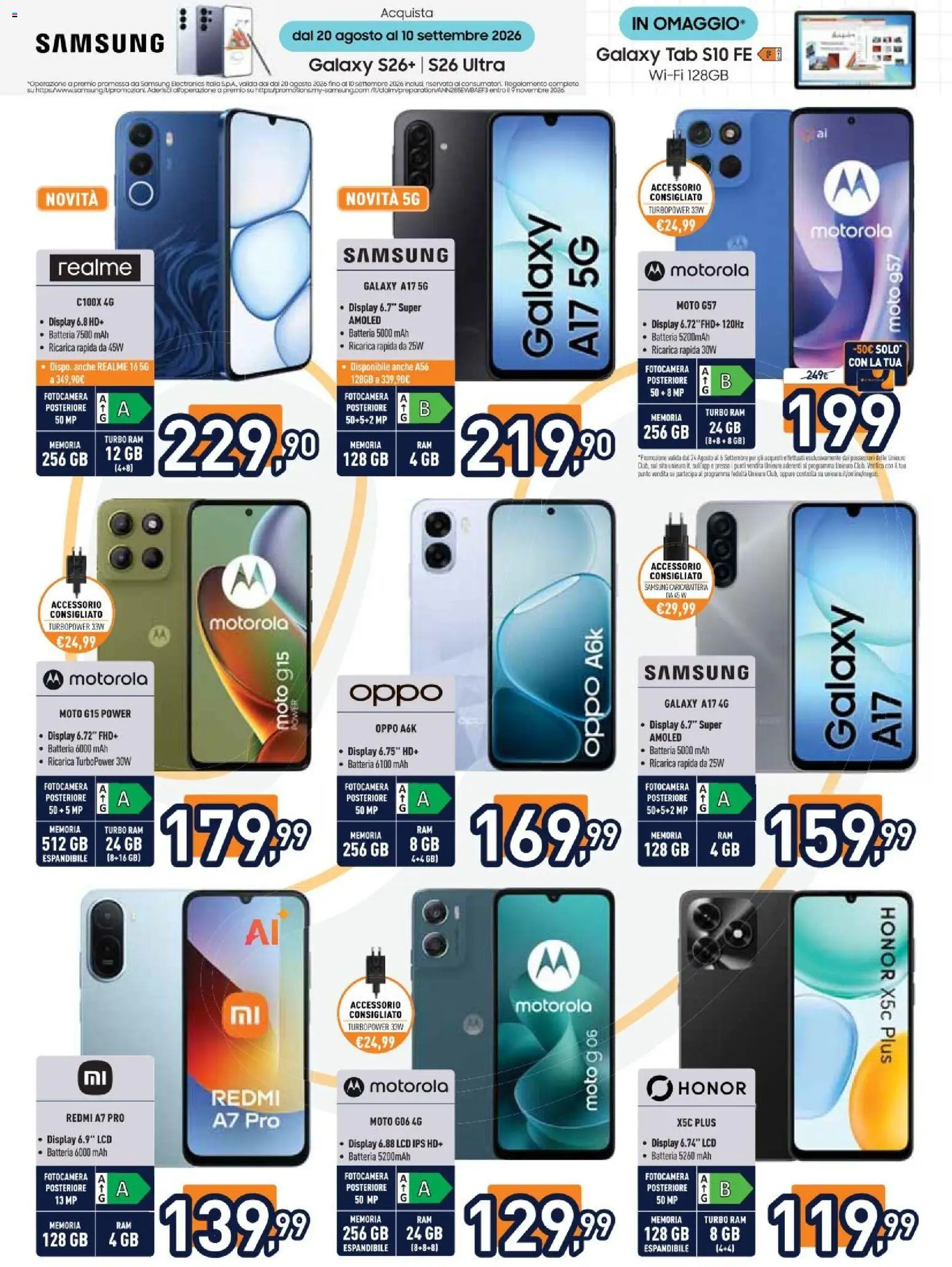 Volantino Unieuro del 24/08/2026 | Pagina: 13 | Prodotti: Fotocamera, Batteria, Samsung