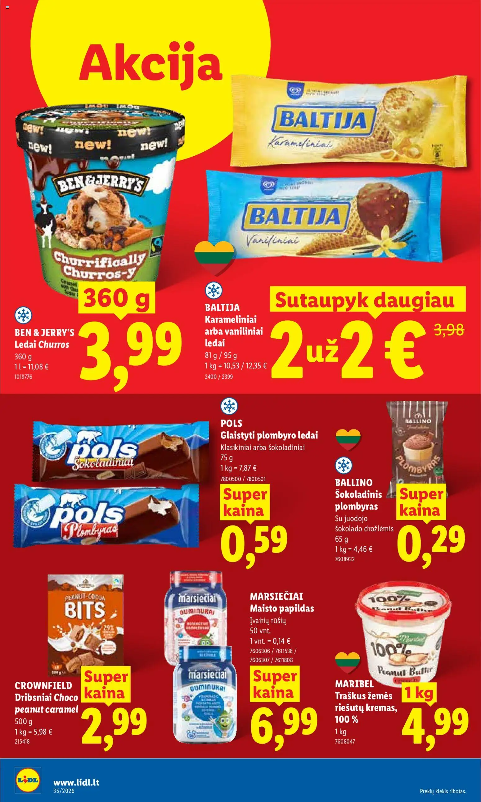 LIDL akcijos nuo 2026.08.24 | Puslapis: 12 | Prekių: Ledai, Plombyras, Dribsniai