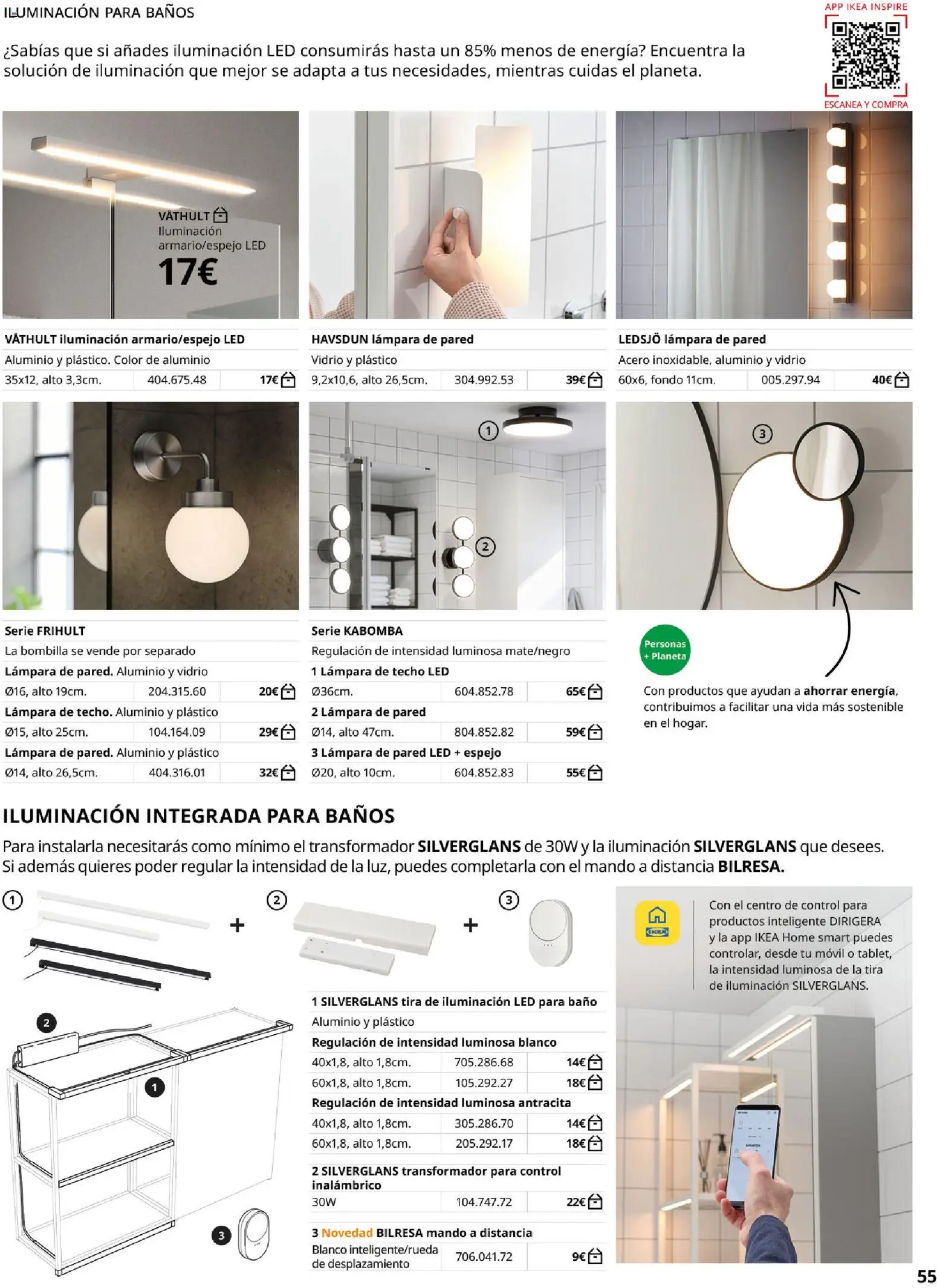 Catálogo IKEA Baños │ válido desde el 01.02.2026 | Página: 55 | Productos: Lámpara de pared, Bombilla, Baño, Lámpara