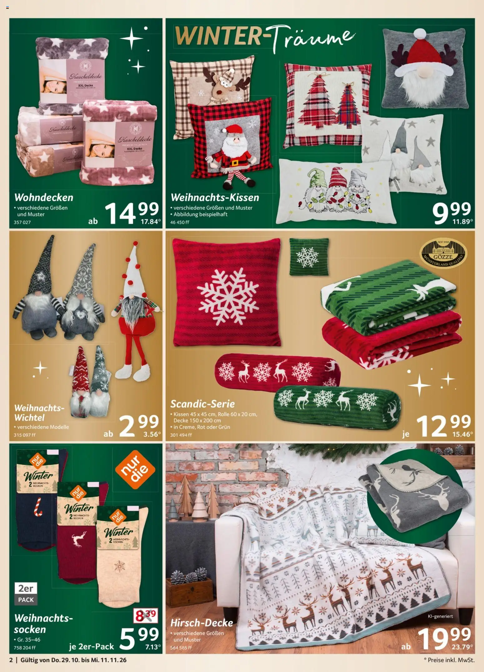 Selgros Weihnachten Spezial – gültig ab 29.10.2026 | Seite: 2 | Produkte: Kissen, Decke, Socken
