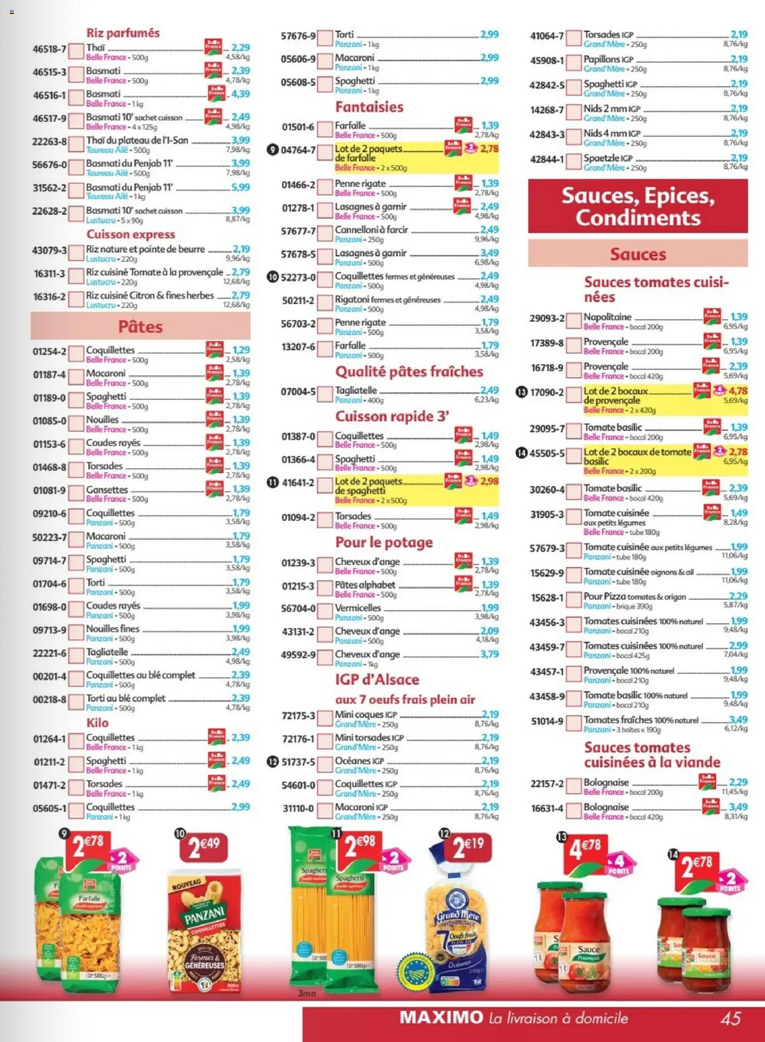 {H1} | Page: 45 | Produits: Lasagnes, Viande, Tomates, Oignons
