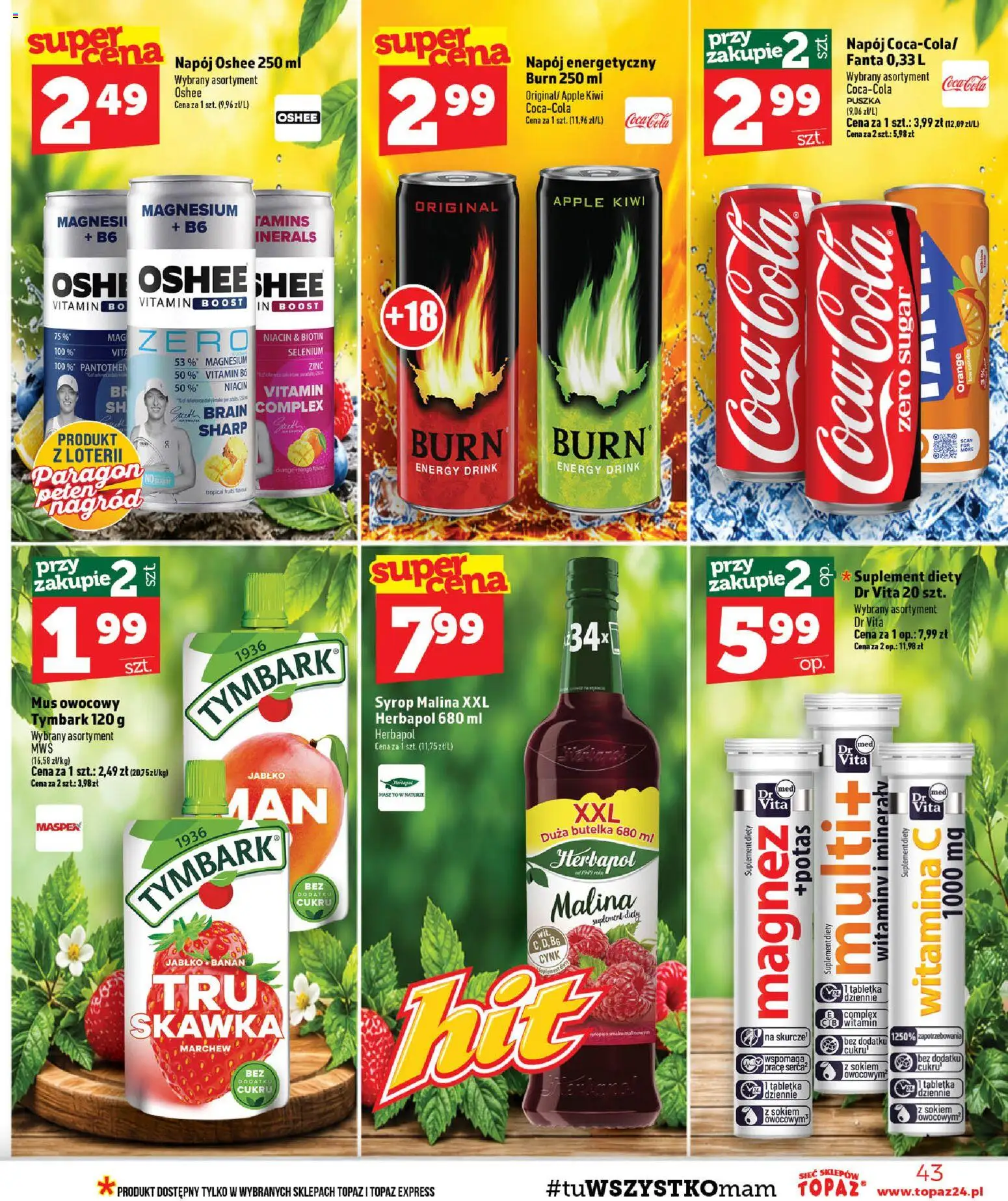 Topaz gazetka - MAZ od 08.10.2026 | Strona: 43 | Produkty: Mango, Malina, Mus owocowy, Marchew