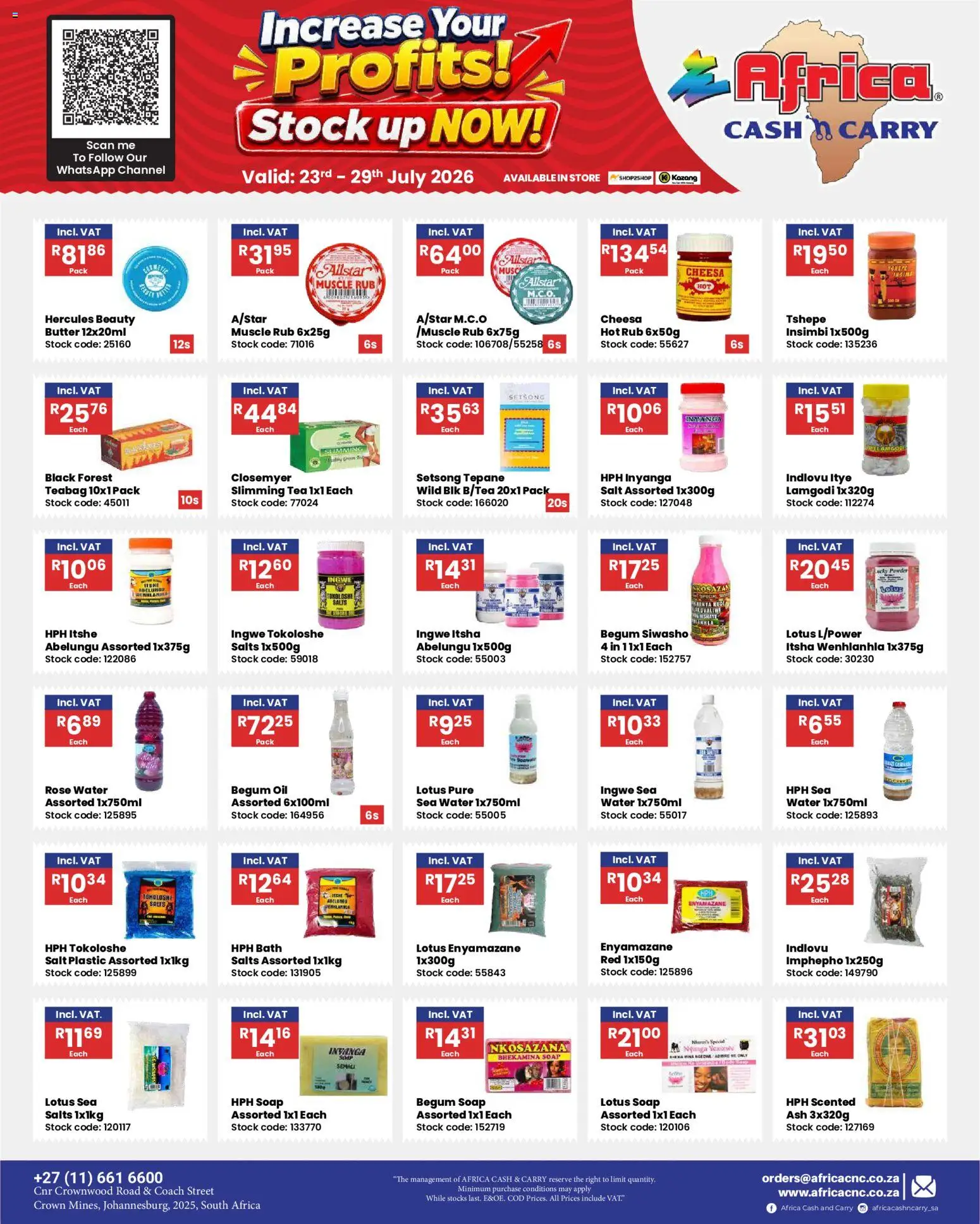 New Africa Cash & Carry catalogue – valid from 23/07/2026 | Page: 21 | Products: Butter, Oil, Tea, Salt
