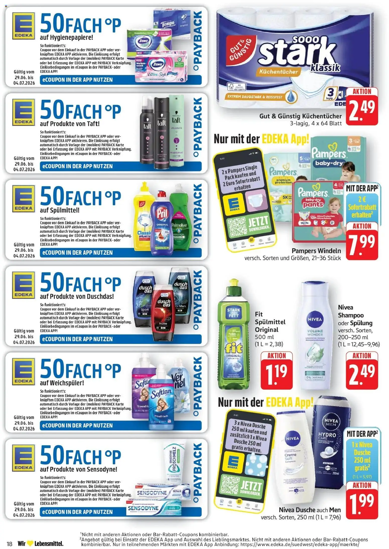 Edeka prospekt Geislingen – gültig ab 29.06.2026 | Seite: 20 | Produkte: Shampoo, Spülung, Duschdas, Pril