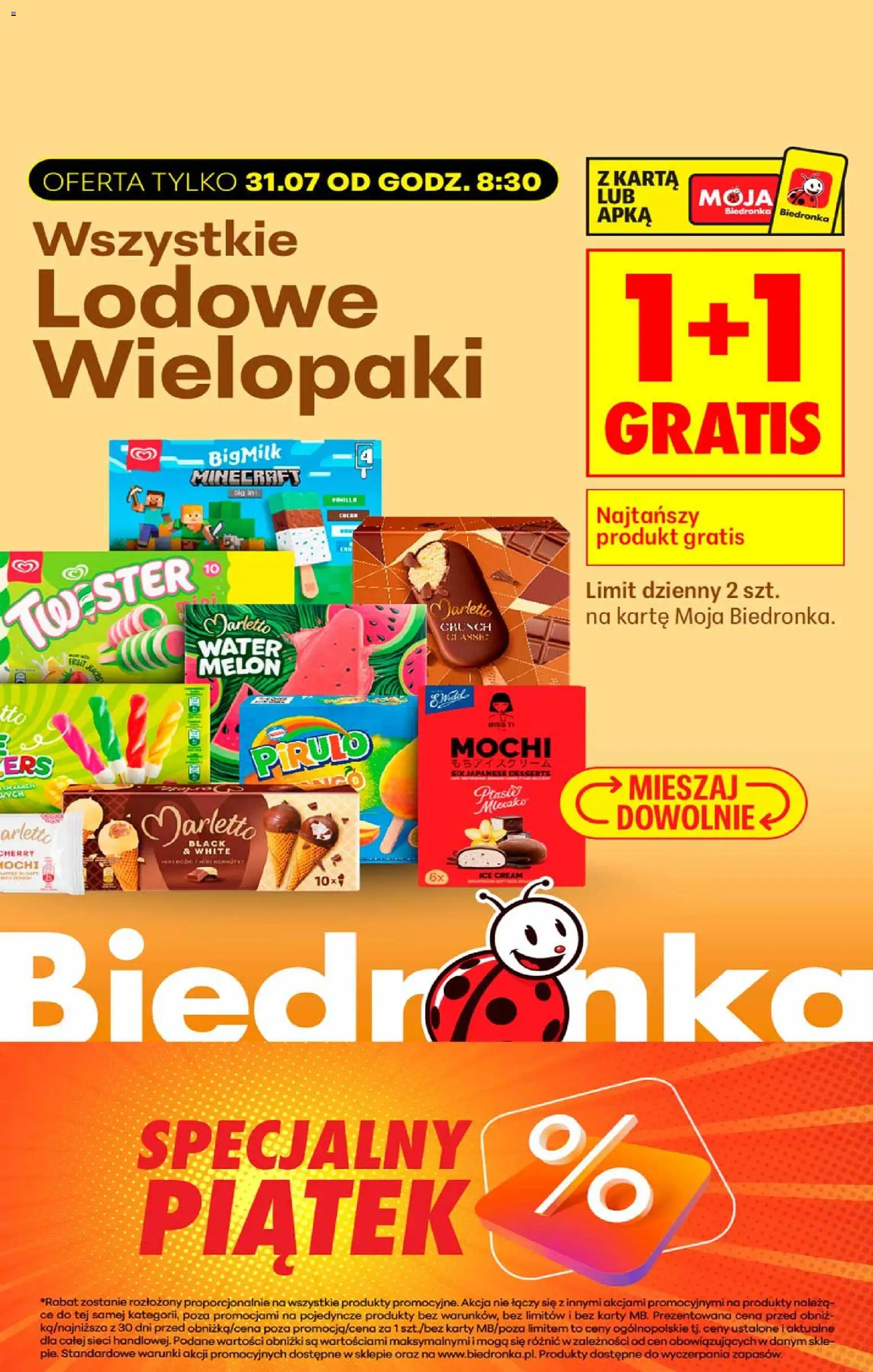Biedronka gazetka - Okazje piątek od 31.07.2026 | Strona: 2 | Produkty: Karta, Toster, Lody na patyku, Lody