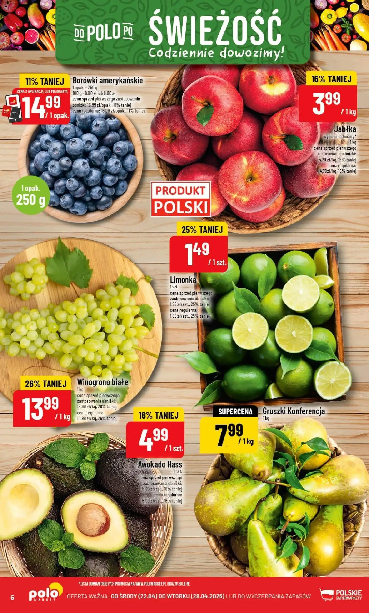 POLOmarket gazetka od 22.04.2026 | Strona: 6 | Produkty: Limonka, Winogrono, Awokado