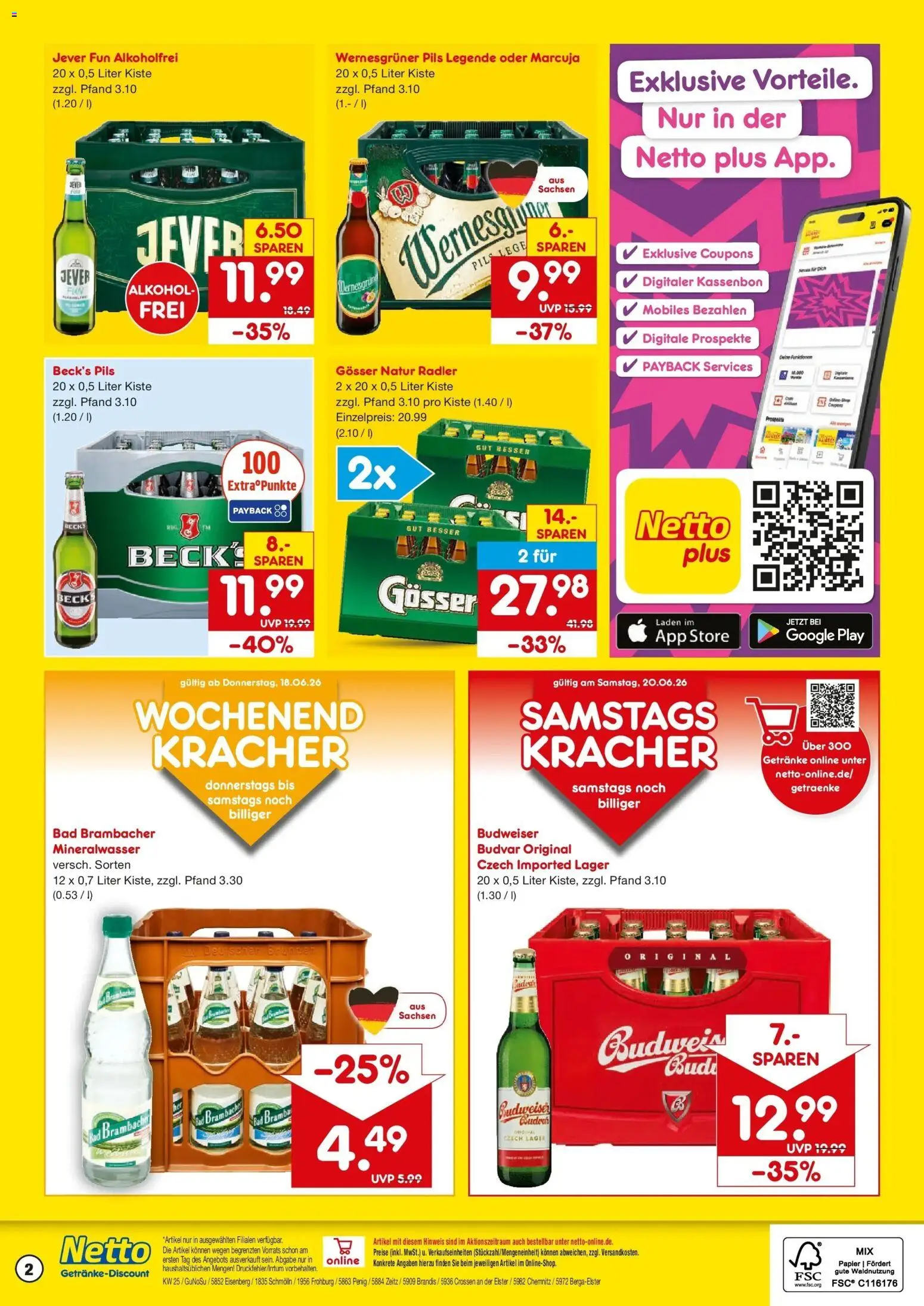 Netto Marken-Discount Prospekt Penig – gültig ab 14.06.2026 | Seite: 2 | Produkte: Pils, Mineralwasser, Radler, Budweiser