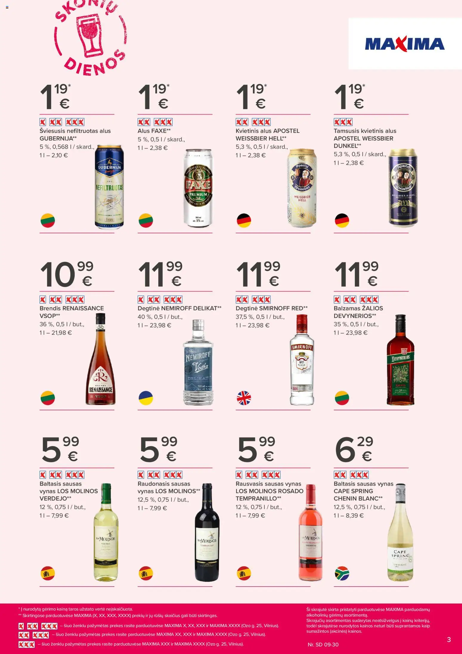 MAXIMA akcijos nuo 2026.09.17 | Puslapis: 3 | Prekių: Balzamas, Degtinė, Vynas, Alus