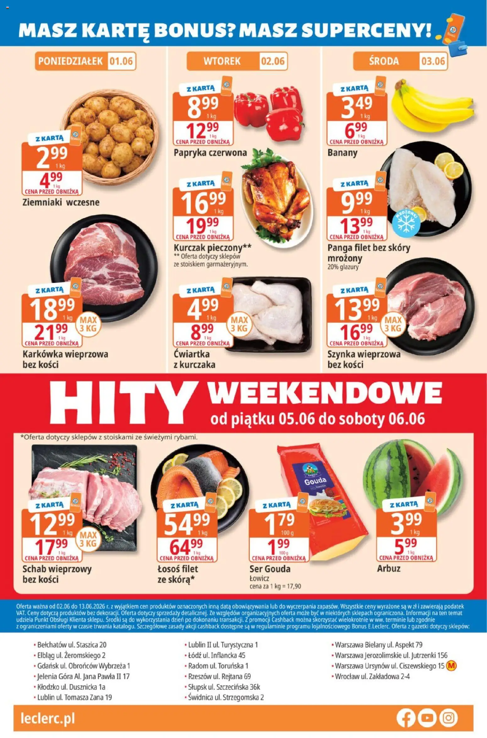 E.Leclerc gazetka od 02.06.2026 | Strona: 28 | Produkty: Karkówka wieprzowa, Schab wieprzowy, Ser, Papryka czerwona