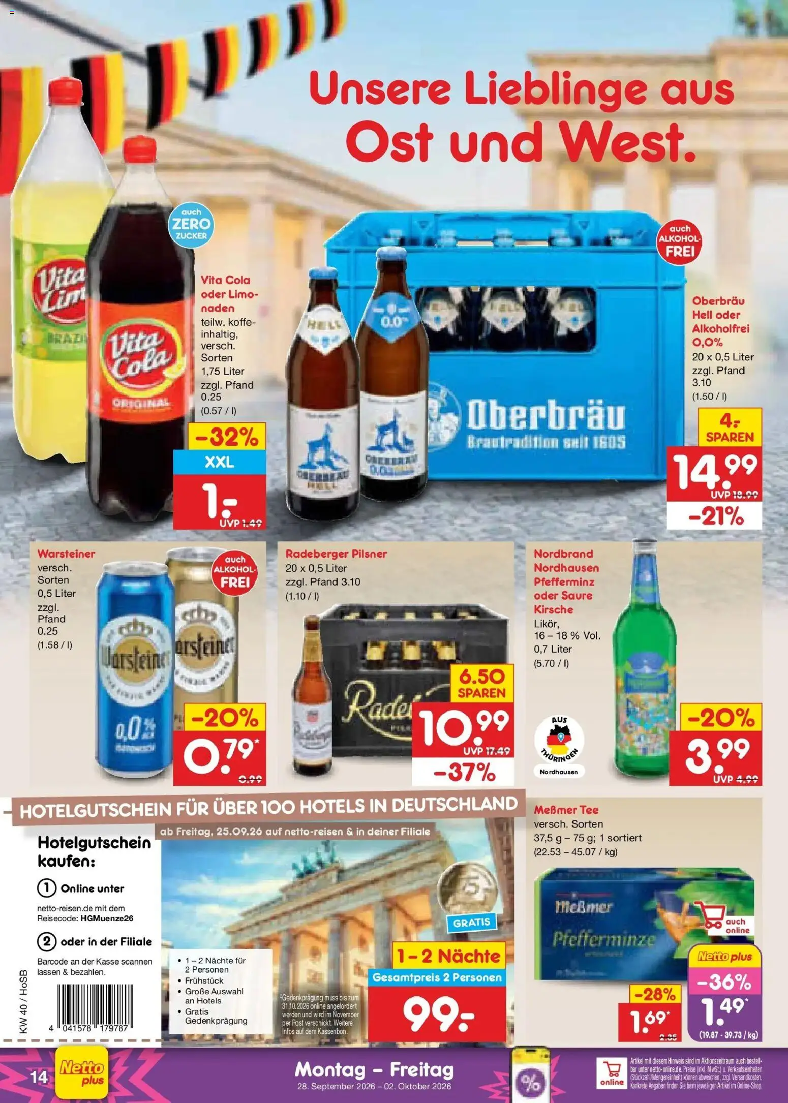 Netto Marken-Discount Prospekt Hannover – gültig ab 28.09.2026 | Seite: 20 | Produkte: Cola, Likör, Alkohol, Zucker