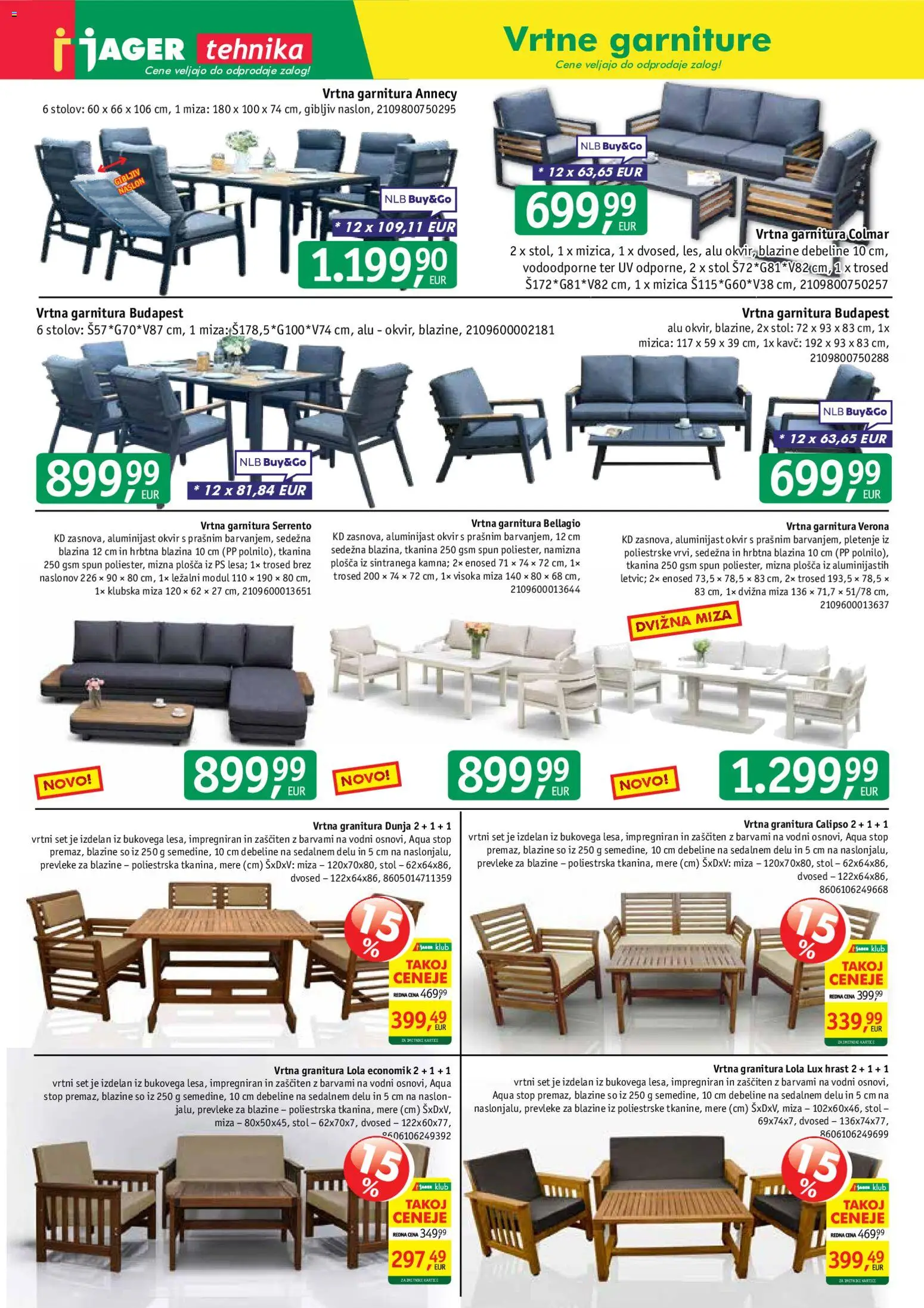 Novi Jager katalog ponudbe – veljaven od 06.05.2026 | Stran: 10 | Izdelki: Trosed, Klubska miza, Okvir, Miza