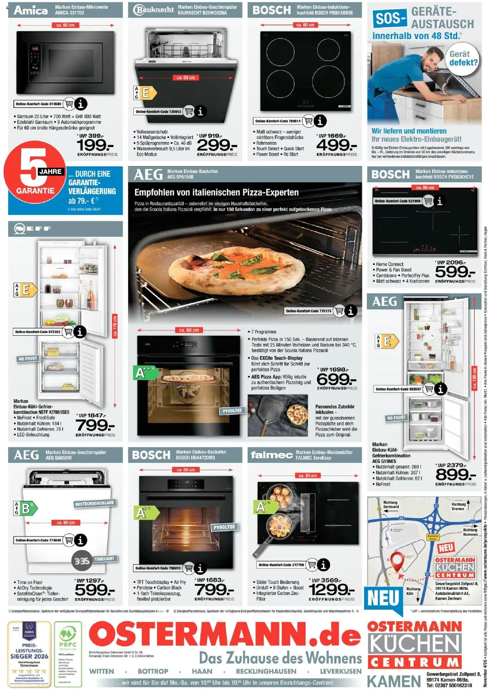 Ostermann Prospekt – gültig ab 31.10.2026 | Seite: 12 | Produkte: Kochfeld, Backofen, Pizza, Uhr