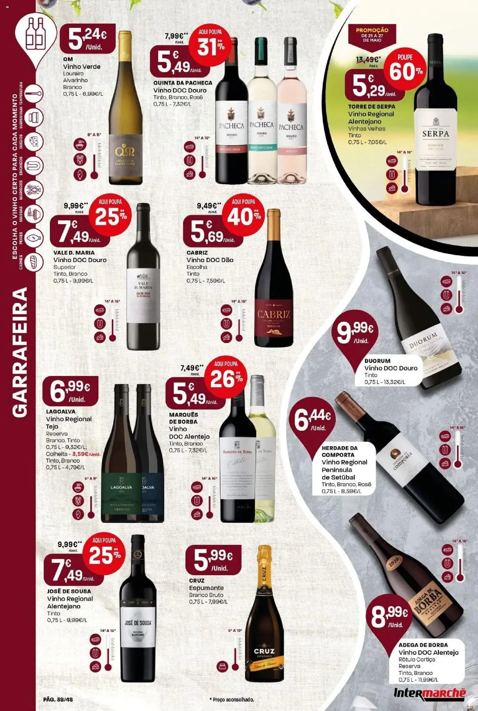 Intermarché - Isto é que são preços BAIXOS! │ válido de 21.05.2026 | Página: 38 | Produtos: Espumante, Vinho