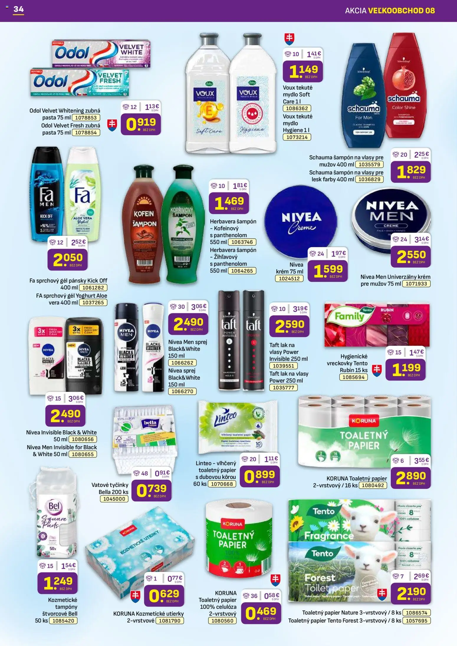Nové Libex akcie – leták je platný od 20.04.2026 | Strana: 34 | Produkty: Šampón, Toaletný papier, Mydlo, Krém