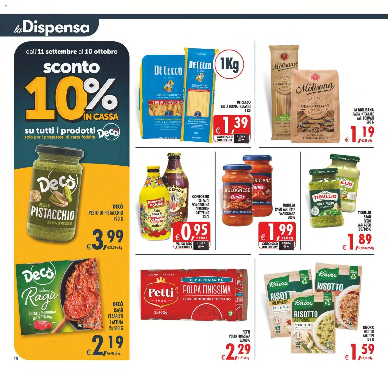 Volantino Decò del 22/09/2026 | Pagina: 14 | Prodotti: Pistacchio, De Cecco, Pasta, Penne