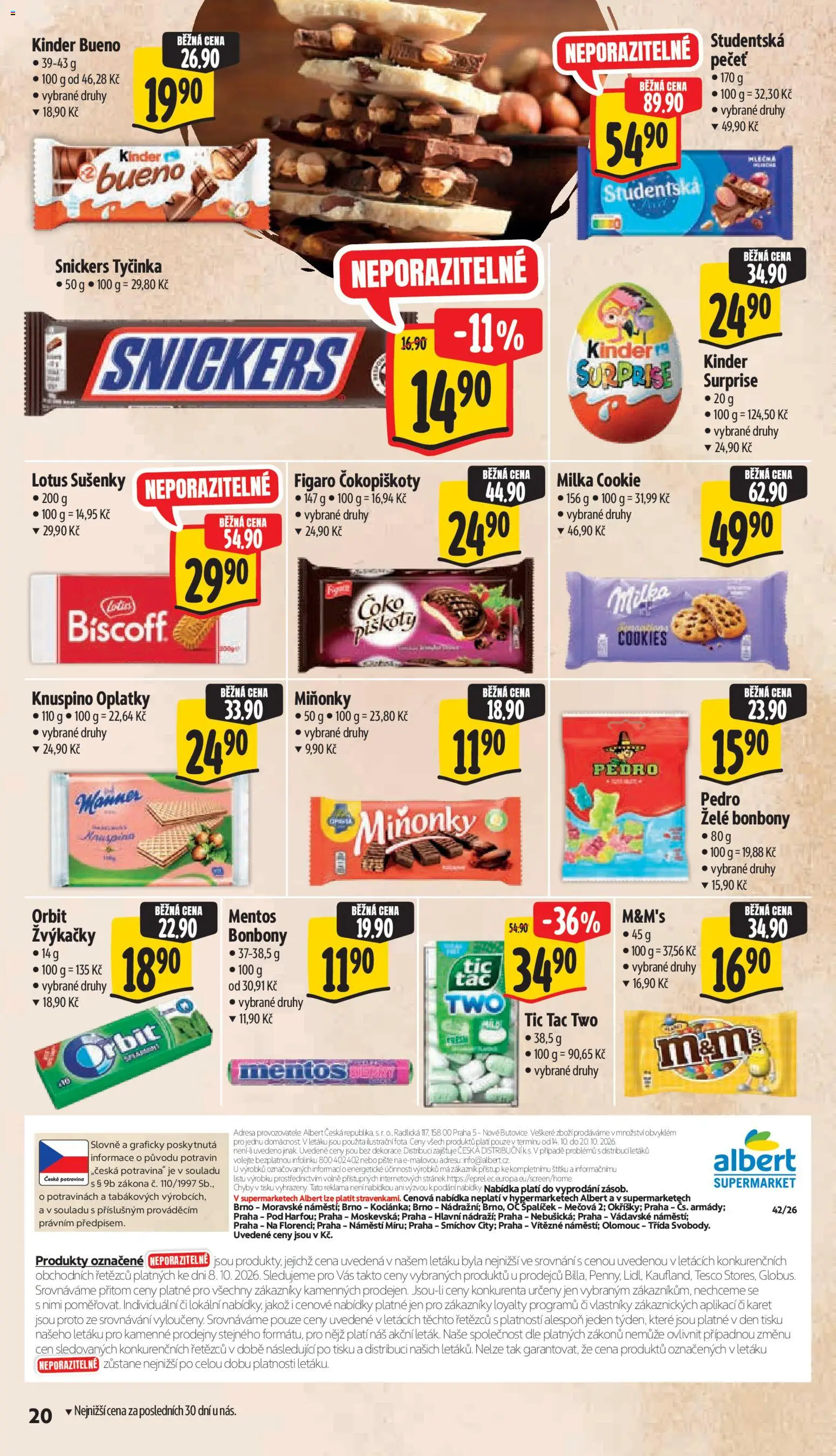 Albert leták - Supermarket od 14.10.2026 | Strana: 30 | Produkty: Bonbóny, Cookies, Žvýkačky, Sušenky